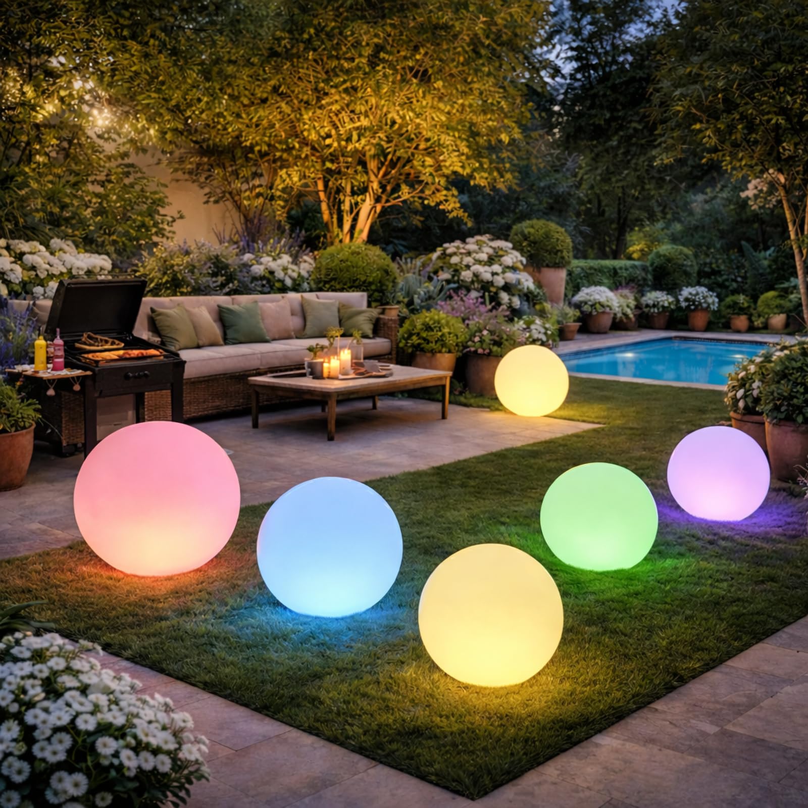 Europalamp - Sfera luminosa LED multicolore, 50 cm, senza fili, realizzata in polietilene spesso