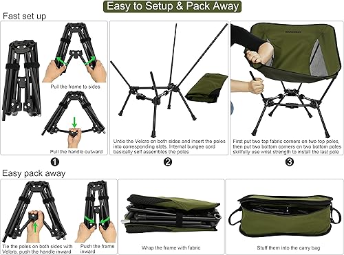 Miniatura 4 de MARCHWAY Silla de camping plegable ligera estable portátil compacta para campamento al aire libre viajes playa picnic festival senderismo mochileros