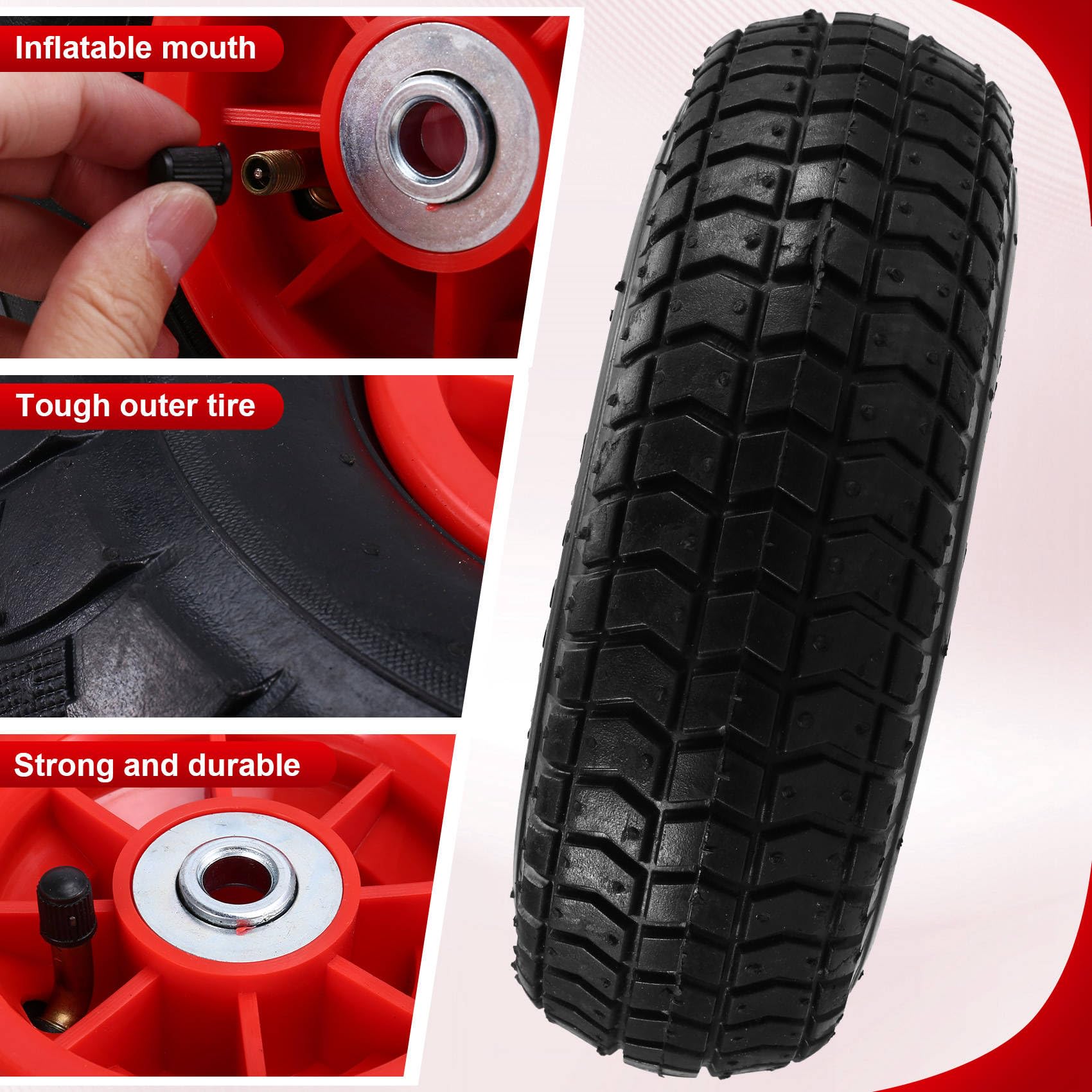 Pneumatici Gonfiabili per Auto Elettriche per Bambini, Ruote in Gomma per Triciclo Elettrico per Bambini Pneumatici per Auto per Bambini Foro da 1,2 cm 9 Pollici