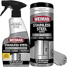 Weiman Stainless Steel Cleaner Kit - Removes Fingerprints, Residue, Water Marks, and Grease