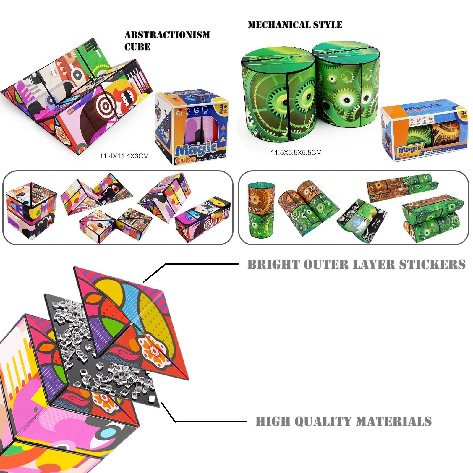Magic Cubes 6 en 1 Asombroso Rompecabezas 3D, Cubo Infinito Transformador, Puzzle Cubes, Juguetes para aliviar el estrés, Regalos Creativos para Niños Adultos