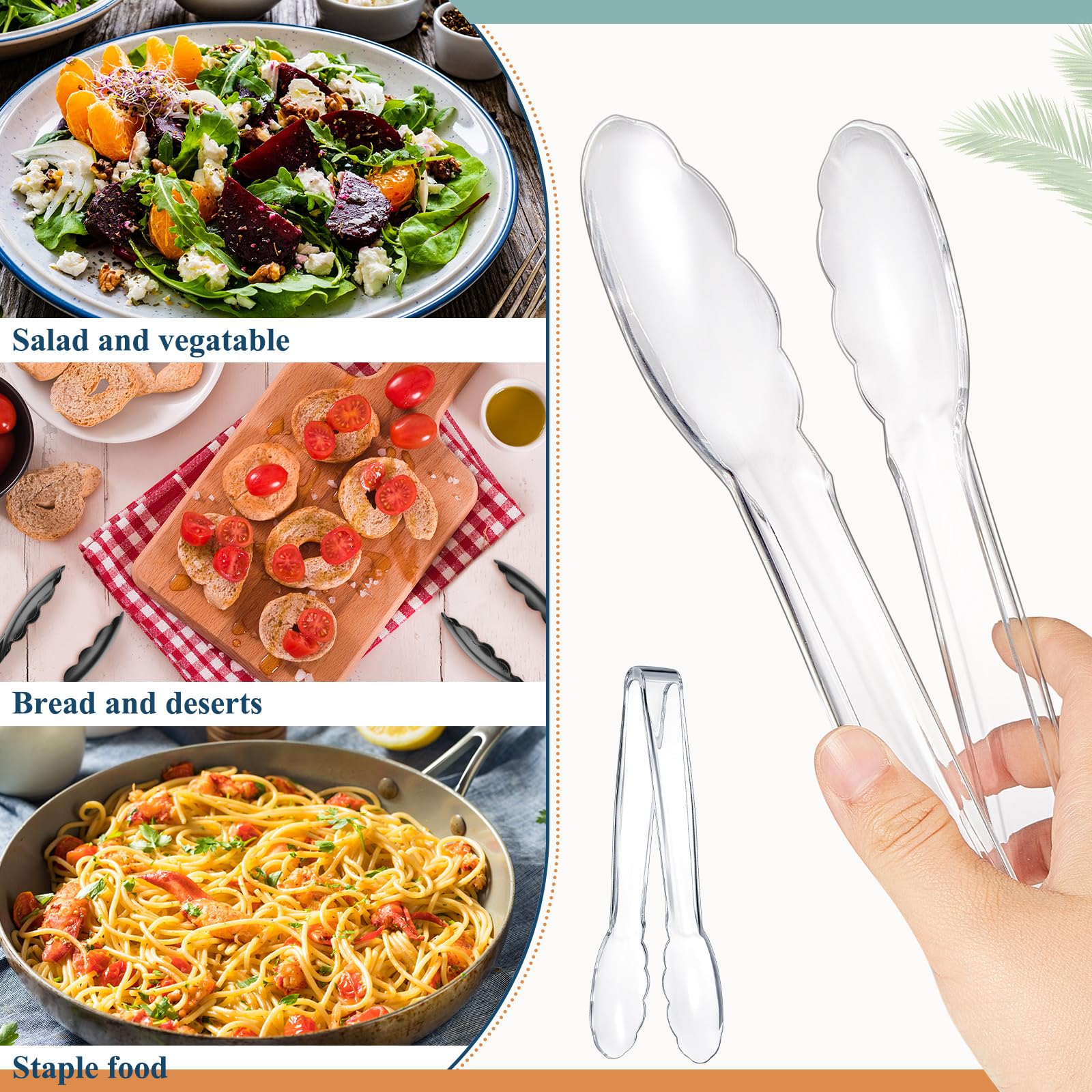 50 pinzas de plástico para servir a granel, pinzas de plástico de 9 pulgadas, pinzas desechables para servir, pinzas de ensalada de plástico resistente para bufés de cocina, barbacoa, eventos,