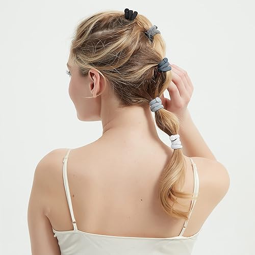Miniatura 9 de Lazos para el cabello de mujer para cabello grueso o rizado. Soportes antideslizantes para coletas deportivas, 0.315 in, 12 unidades, beige