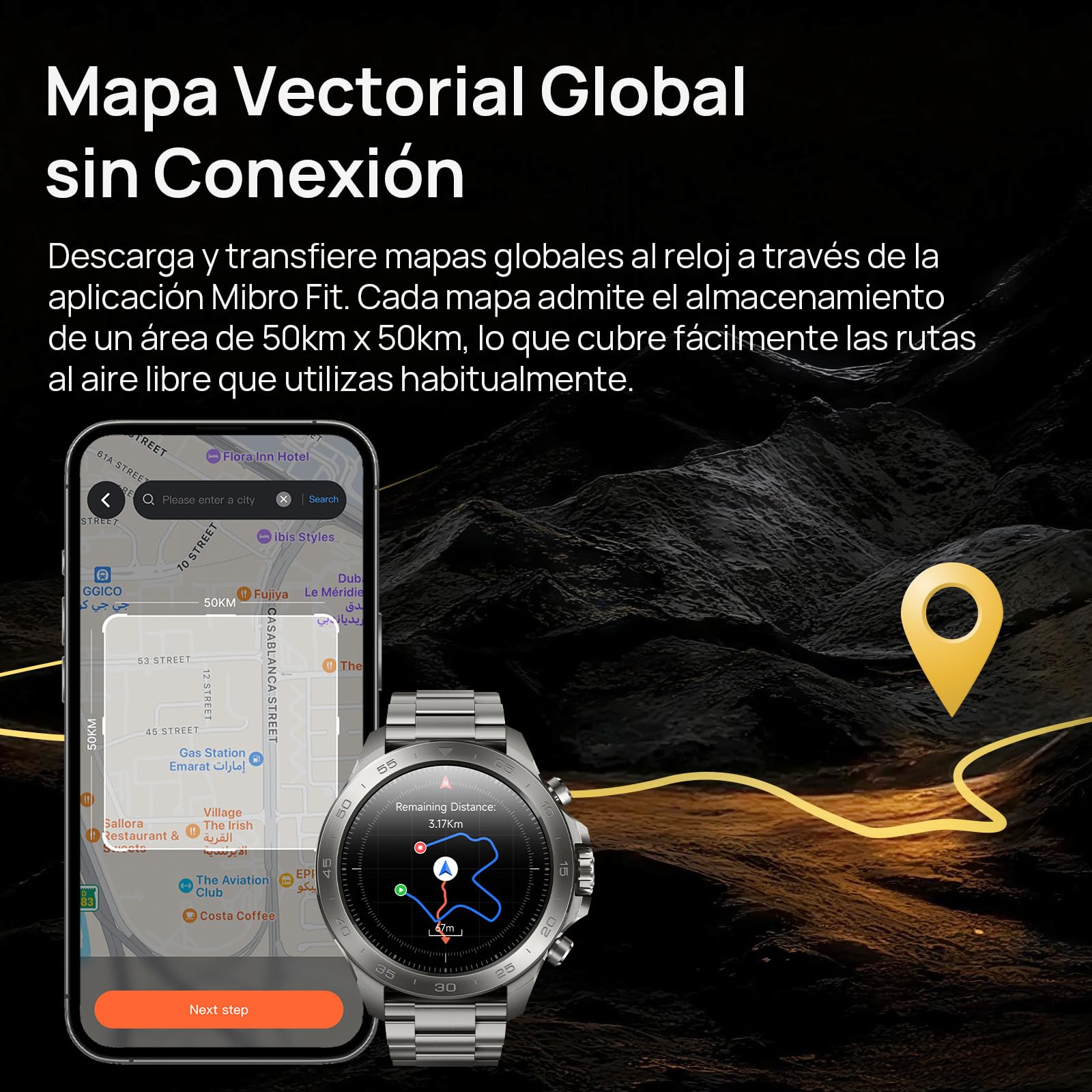 Mibro GS Explorer S TI Reloj Inteligente para Correr con GPS, Smartwatch con Impermeable 10ATM, Bisel Titanium, Llamadas Bluetooth, Altímetro, Barómetro, Brújula, para Android iOS (Correa de Titanio)