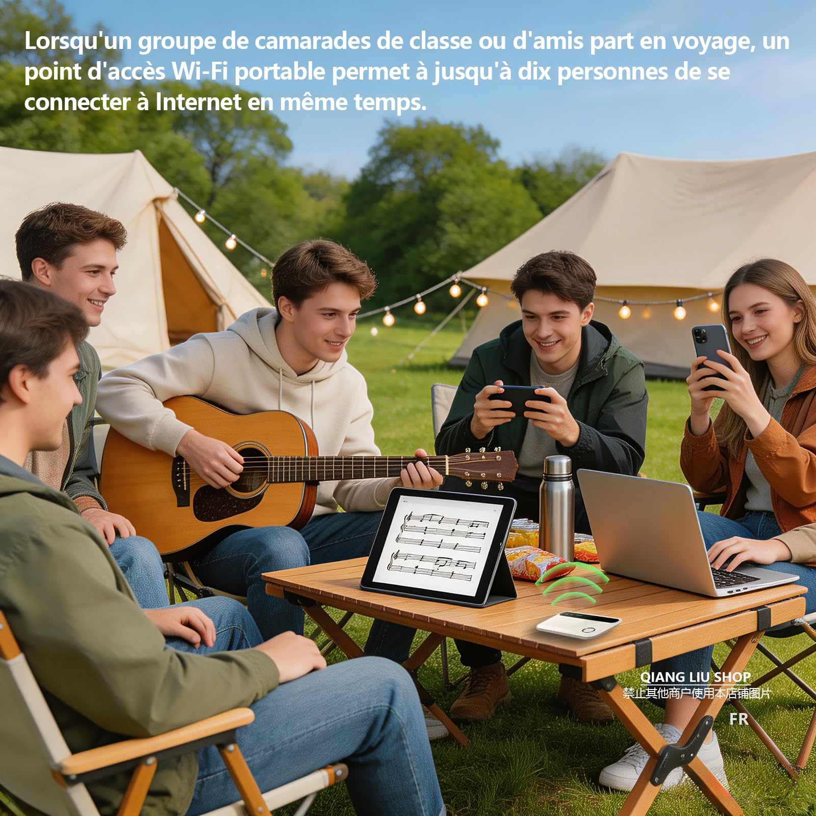 Routeur Wi-FI Mobile 4G Portable à Signal Ultra-Puissant Carte SIM | 12 H D'autonomie, Protection Réseau Sécurisée, Prise En Charge De 10 Utilisateurs, Camping, Voyages, Affaires
