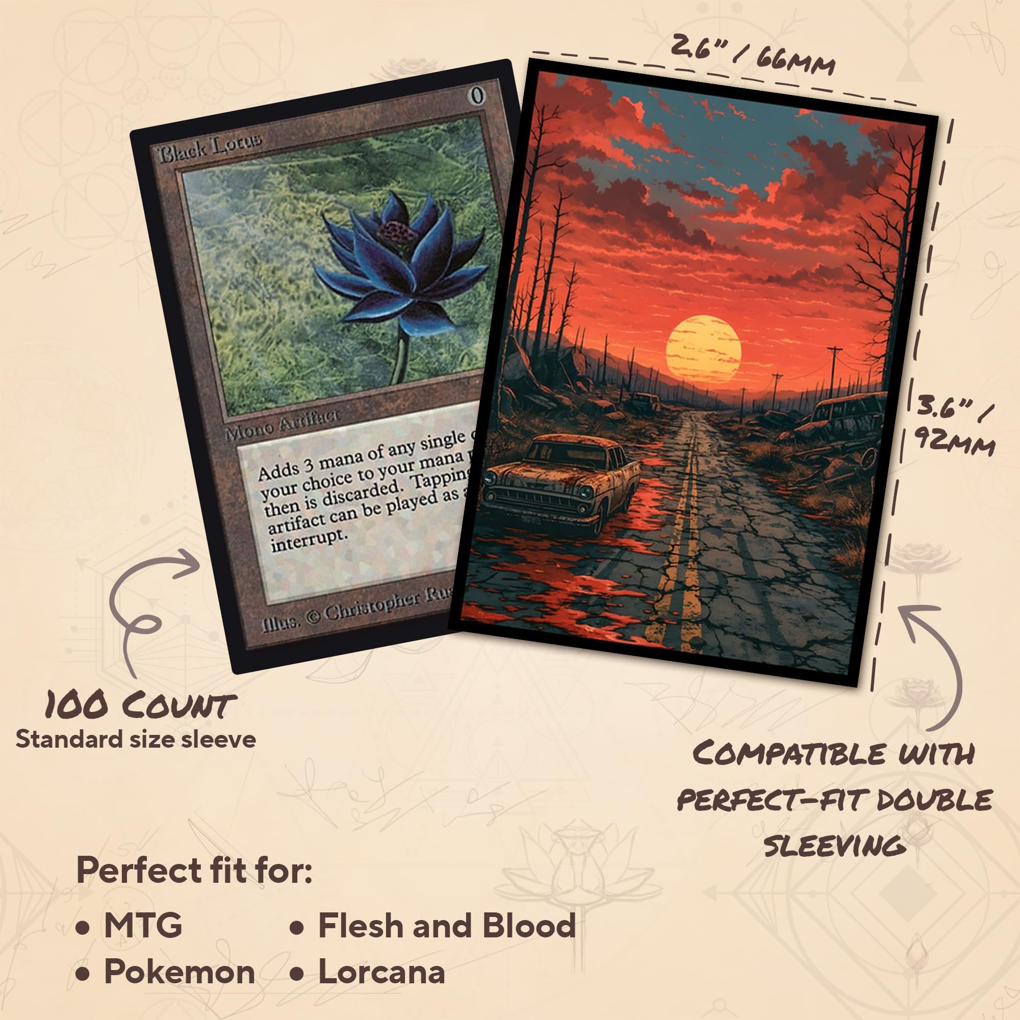 Apocalyptic Sunset - MTG Card Sleeves, 104ct, Standard Size, Smooth | Perfect for Double Sleeving, Smudge Resistant Matte Back, Standard 66x92mm