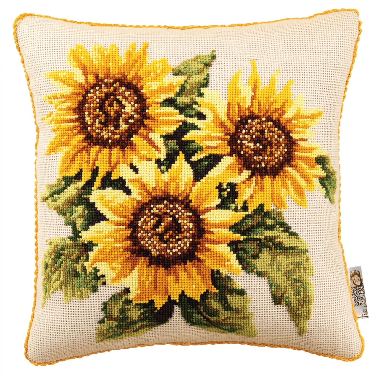 XDEGHUANGSS Latch Hook Cushion Kit,Sunflower Design DIY Pillow Making Kit for Beginners, 43x43cm DIY Latch Hook Embroidery Kit for Knitted Carpet Pillow Home Decor