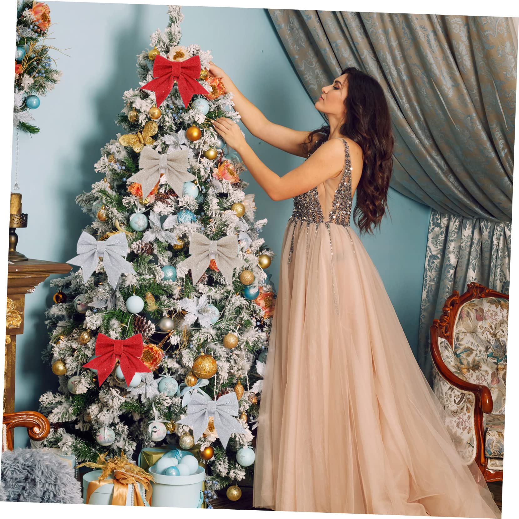 6pcs Adornos De Navidad Colgantes De Lentejuelas Decoraciones para Árboles Adornos para Árboles