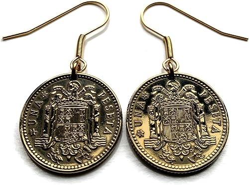 Miniatura 2 de 1966 Spain España 1 Peseta Spanish coin earrings escudo Español Madrid Barcelona Sevilla Málaga Córdoba Valencia Granada Zaragoza Toledo Cadiz