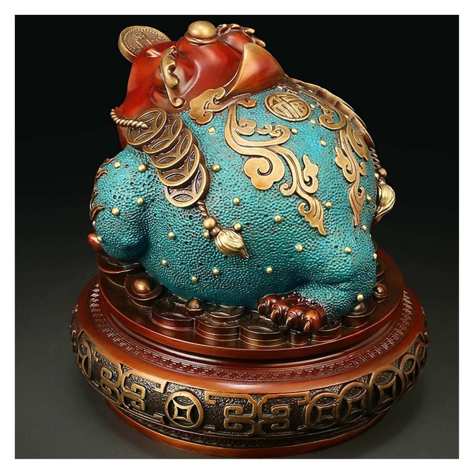 Glücklicher Geld Frosch,Feng Shui Geld Frosch, Frosch-Heimdekoration, Frosch-Schatzbecken-Statue(Medium)