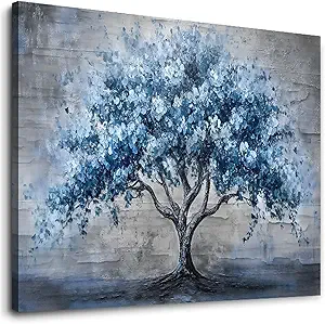 KELIYUAN Large Canvas Wall Decor Painting Wall Art For Bedroom Living Room Decoration Abstract Blue Tree Artwork Print Picture Room For office Room Dining Room Home Decor Home Aesthetics 30x60 In