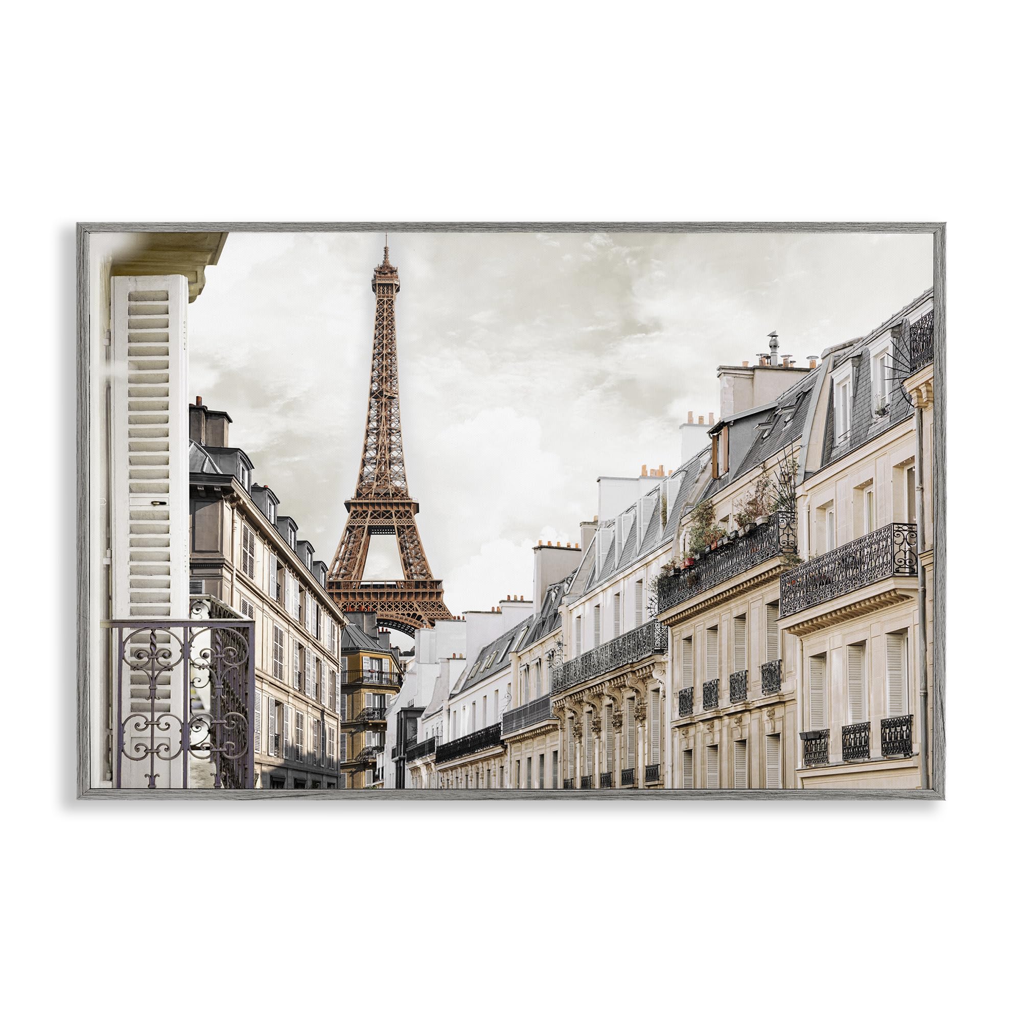 'Eiffel Tower Through Parisian Balconies'| Framed Giclee Art