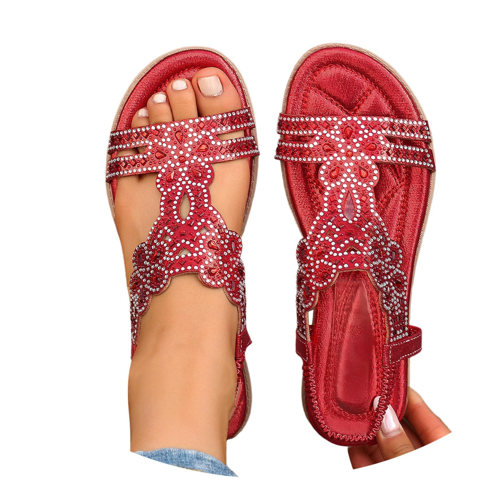 TTDGYYXW Generisch Sandalias de Mujer Sandalias de Playa Zapatos Casuales cómodos Soporte para el Arco Correa elástica al Tobillo Zapatos Boho
