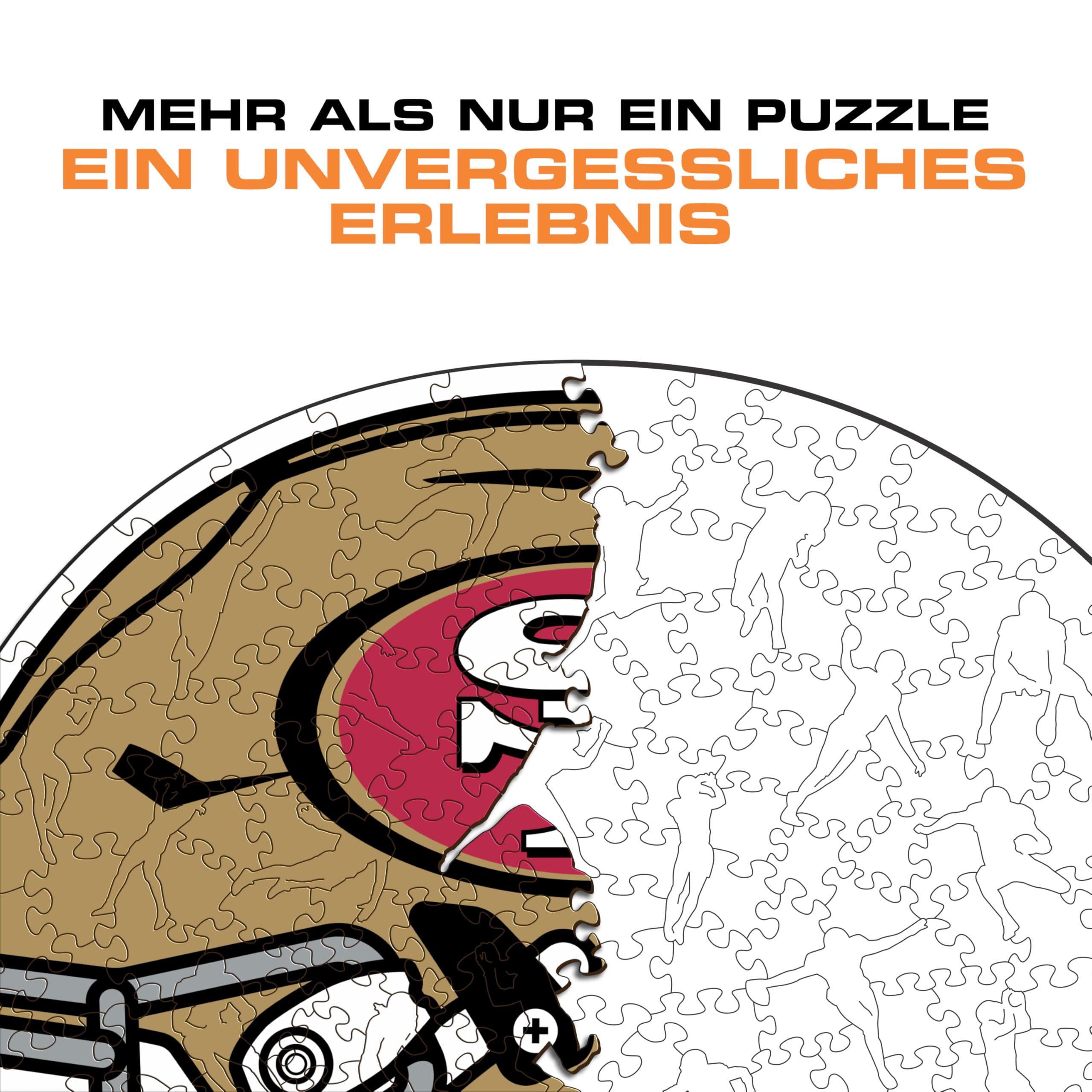 Iconic Puzzles – Helm San Francisco 49ers, offiziell Lizenziertes NFL-Holzpuzzle, 100% nachhaltig, Geschenk für Erwachsene und Kinder, Größe L, 500 Teile