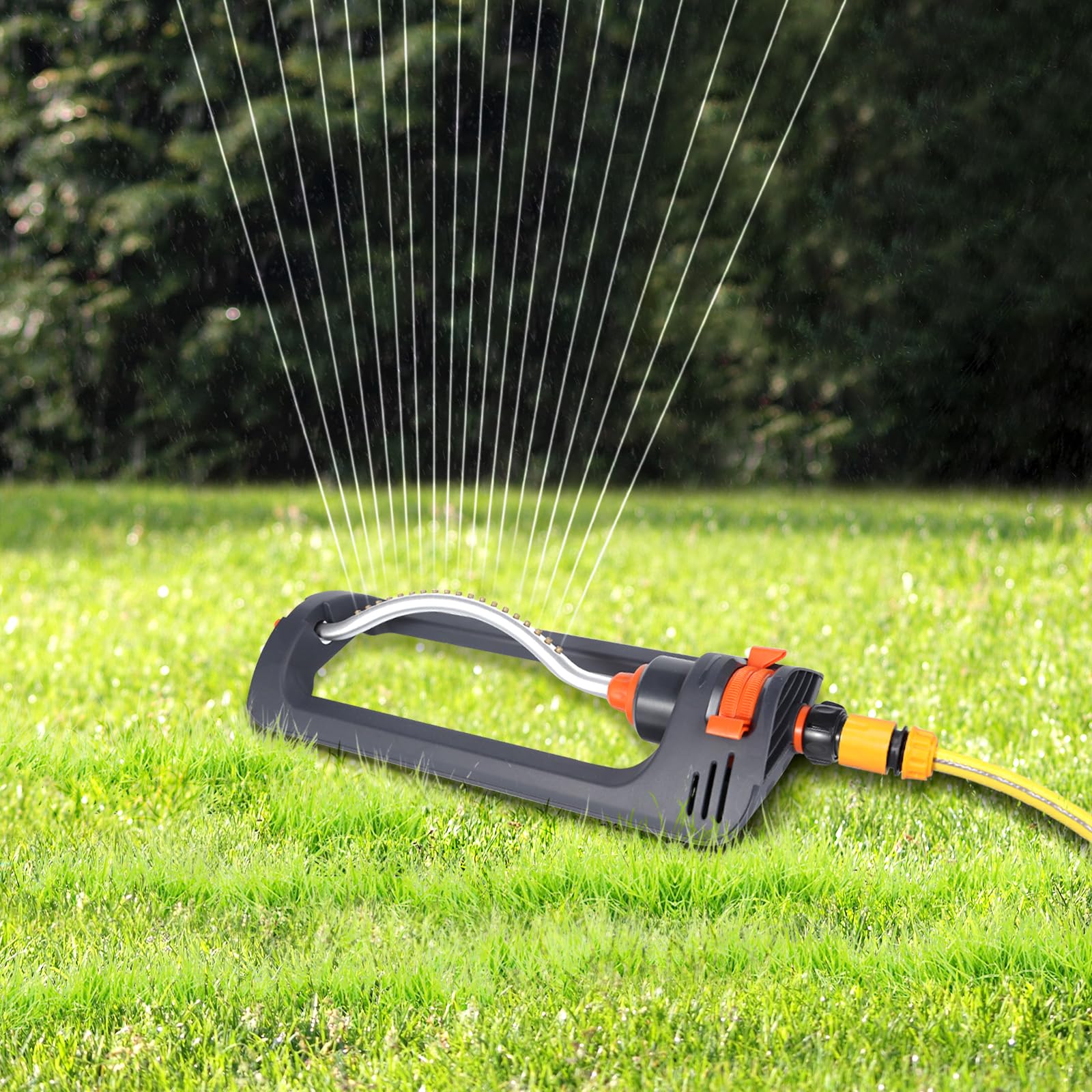 Arroseur de Jardin,19 Trous Automatique Réglable Arroseur de Pelouse,4 Modes ABS Jardin Arroseur,Système d'Irrigation pour Pelouse Jardin Plantes Champ de Légumes Enfants Jouant