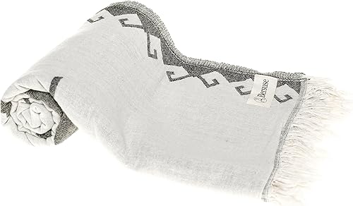 Miniatura 3 de Bersuse Toalla turca Oaxaca de doble capa 100% algodón, 37 x 70 pulgadas, color negro