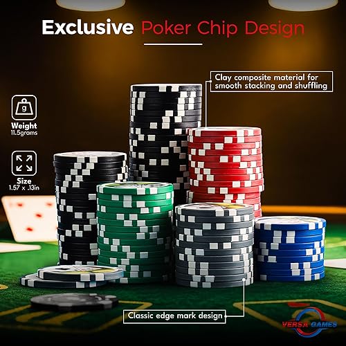Miniatura 4 de Fichas de póquer - Juego de fichas de póquer de arcilla – 0.41 oz 500 piezas Royal Flush Poker Set con números Denominación – Estuche de Poker