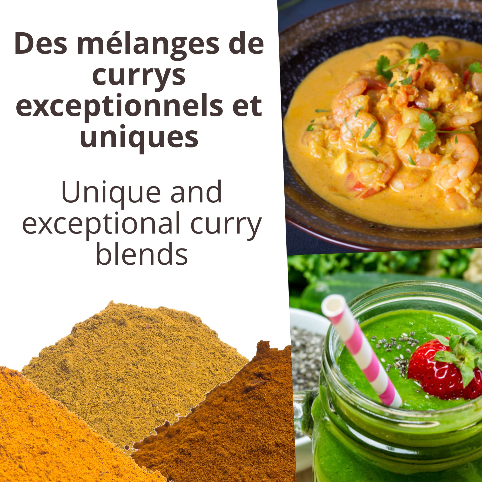 Trio de curry ecológico: curry verde, amarillo y negro - Cajas 3 x 100g