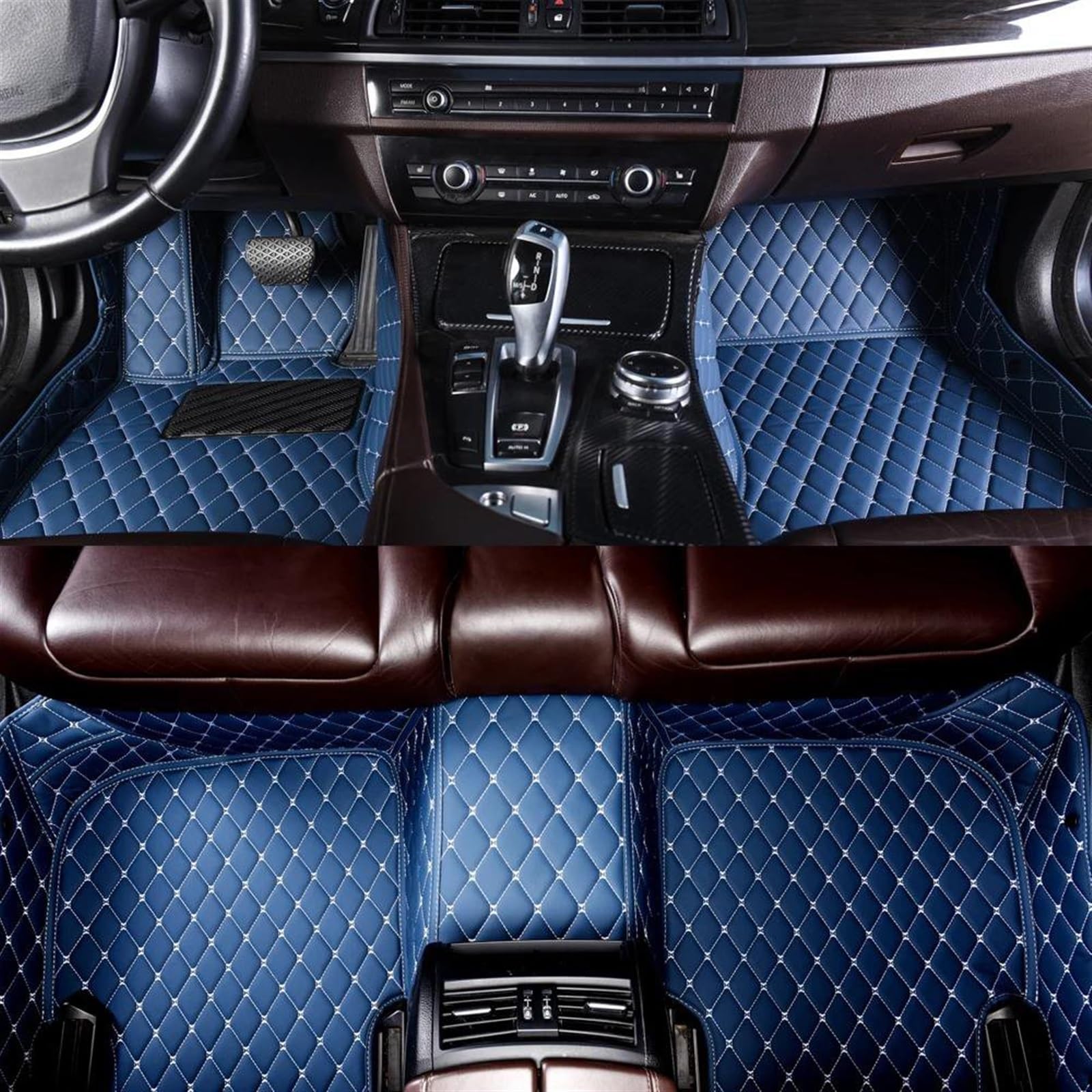 Tapis de sol voiture en cuir bleu pour vos trajets en BMW X3