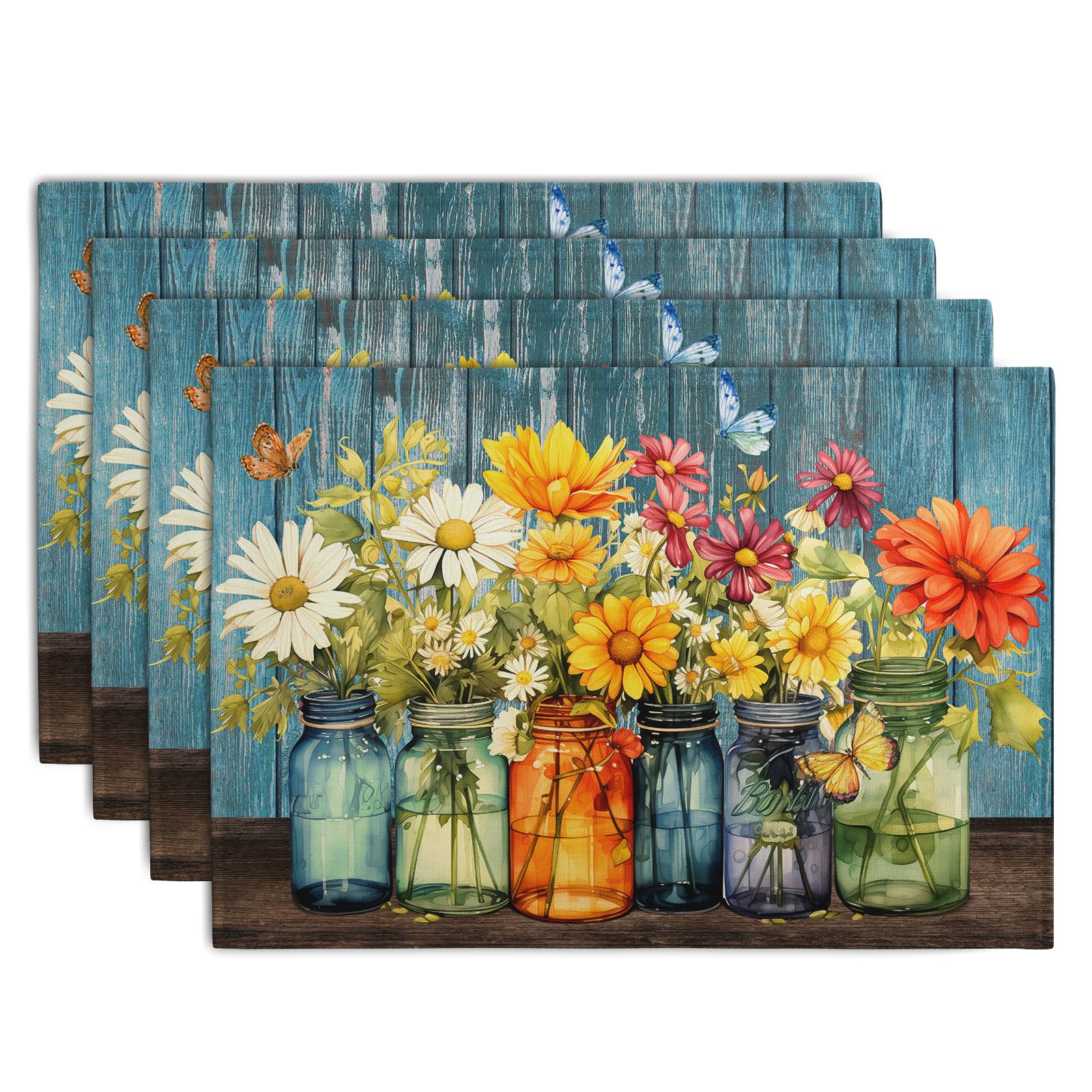 Rustic Daisy Placemats Set of 4