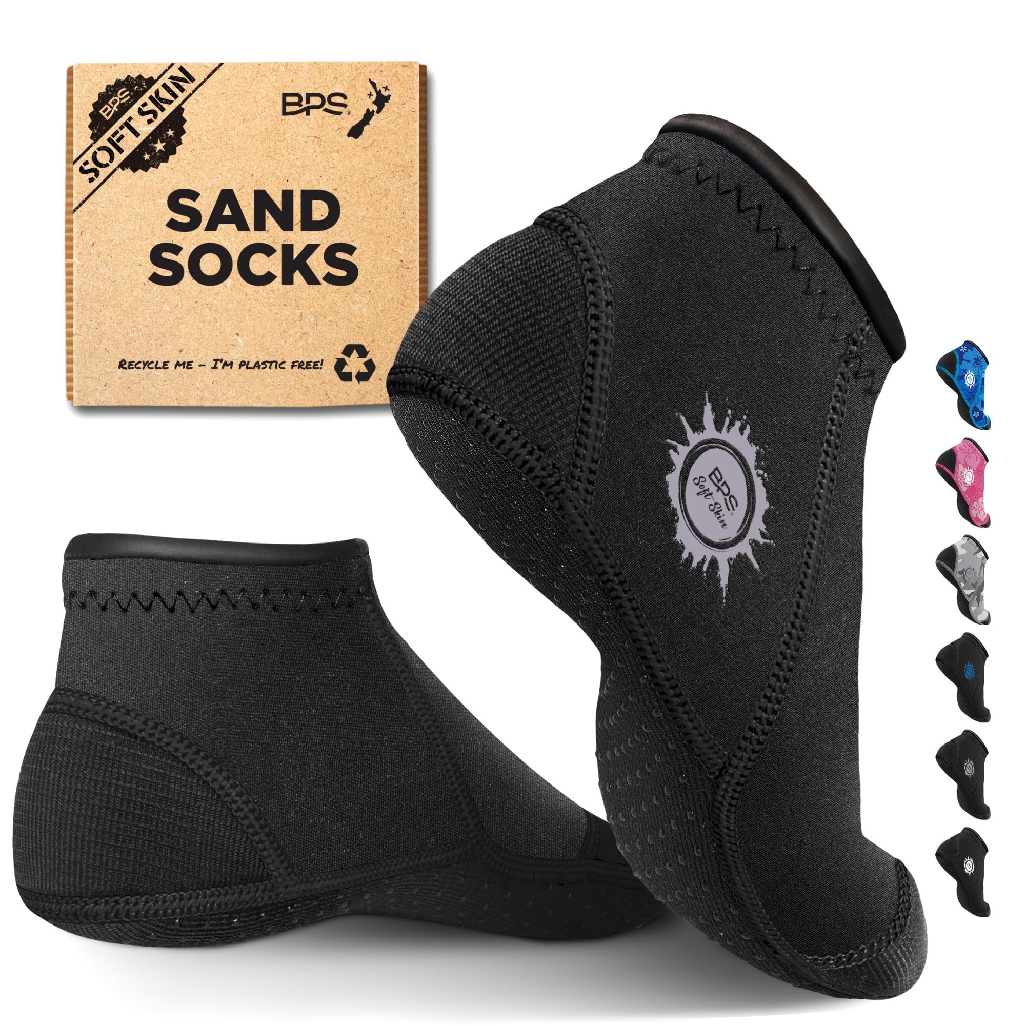 BPS Soft Skin Neoprene Socks (Sport - Black/Lilac Grey Logo, XX-Large)