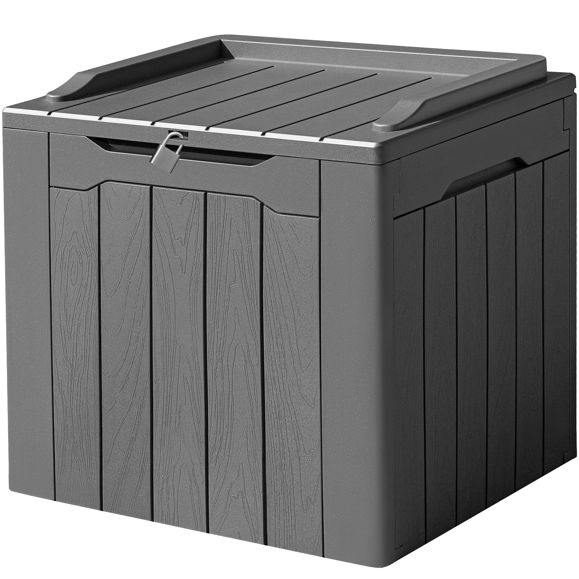 Devoko 31 Gallon Waterproof Outdoor Storage Box Resin Deck Box Lockable and UV Resistant for Patio Furniture,Garden Tools (Grey)