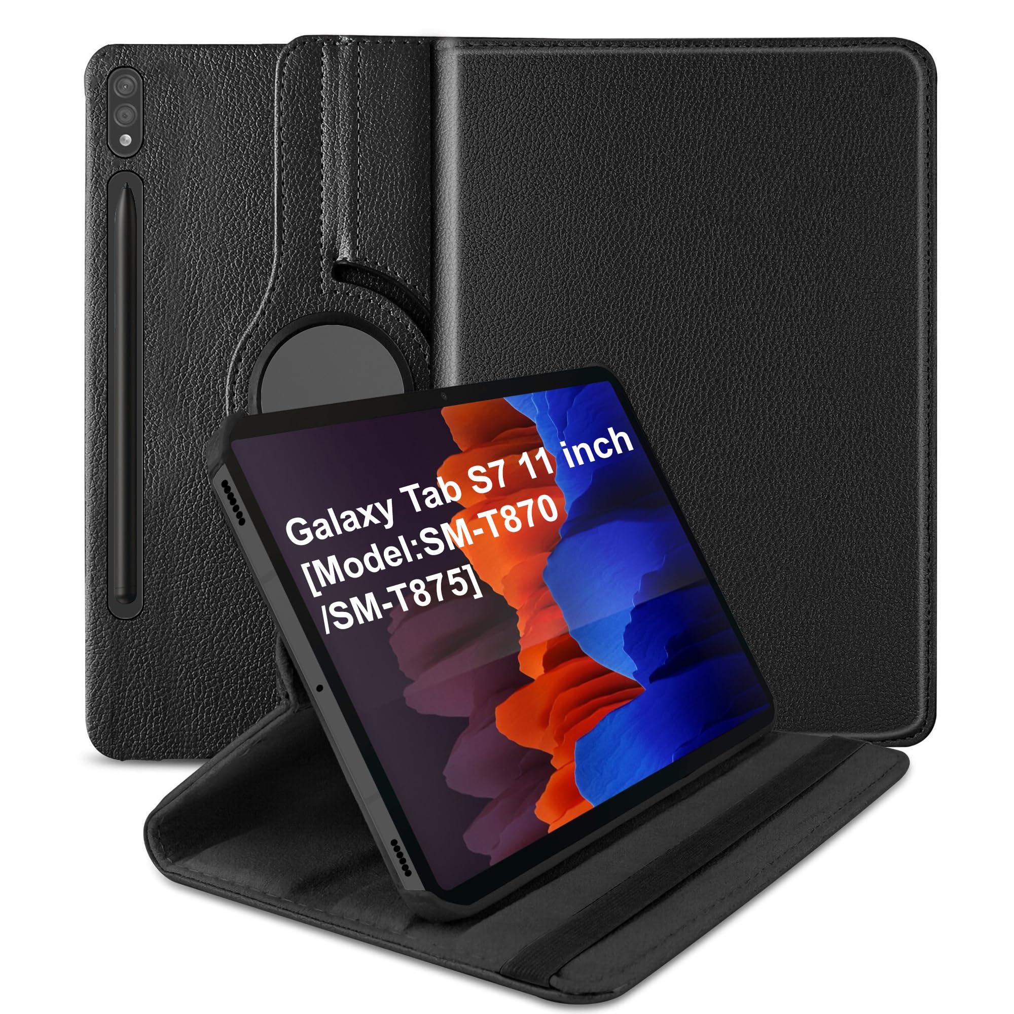 TGK Rotating Cover for Samsung Galaxy Tab S7 11 inch SM-T870 SM-T875 Black 360 Degree Leather Flip Case (B08PL2YRRL) Amazon Price History, Amazon Price Tracker