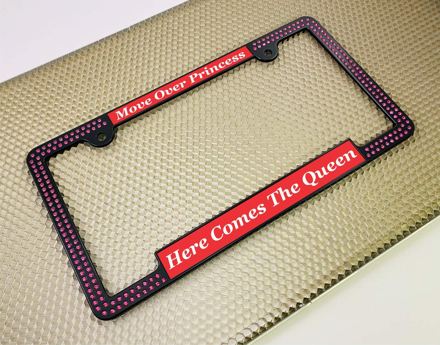 Crystals - Custom Personalized Black Metal Car License Plate Frame with Pink Cr - Picture 23 of 132