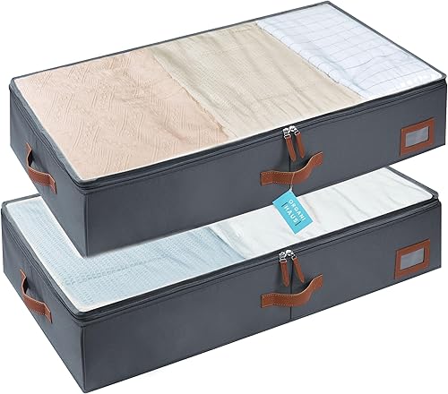 OrganiHaus Contenedores de almacenamiento debajo de la cama, cubos de almacenamiento y organización para dormitorio, organizador de ropa para