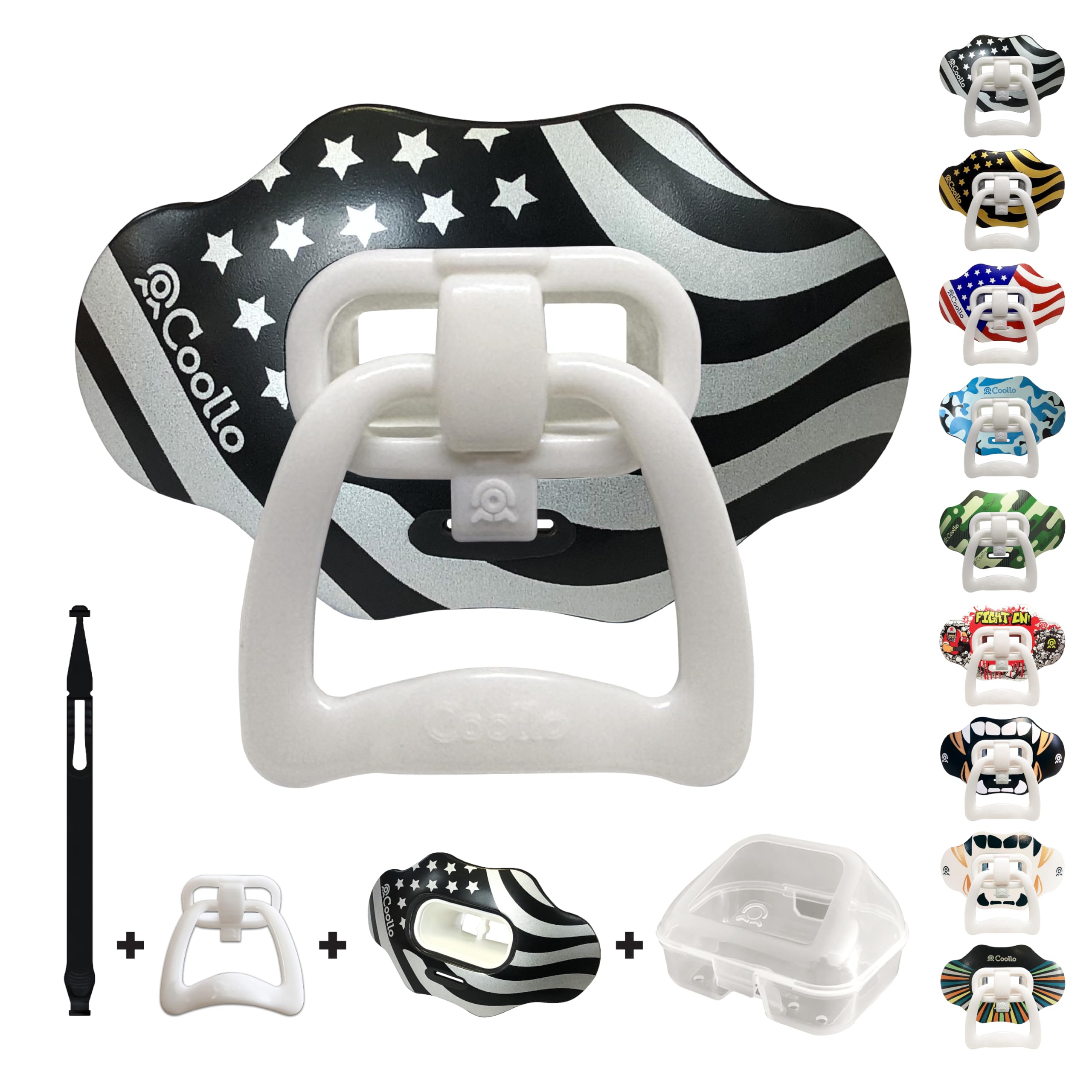 Fußball-Mundschutz, Lippenschutz, 2-in-1-Transformator, Schnuller, Fußball-Sport-Lippenschutz für Erwachsene und Jugendliche, USA-Flagge und Zähne, Mundstück (inklusive Etui
