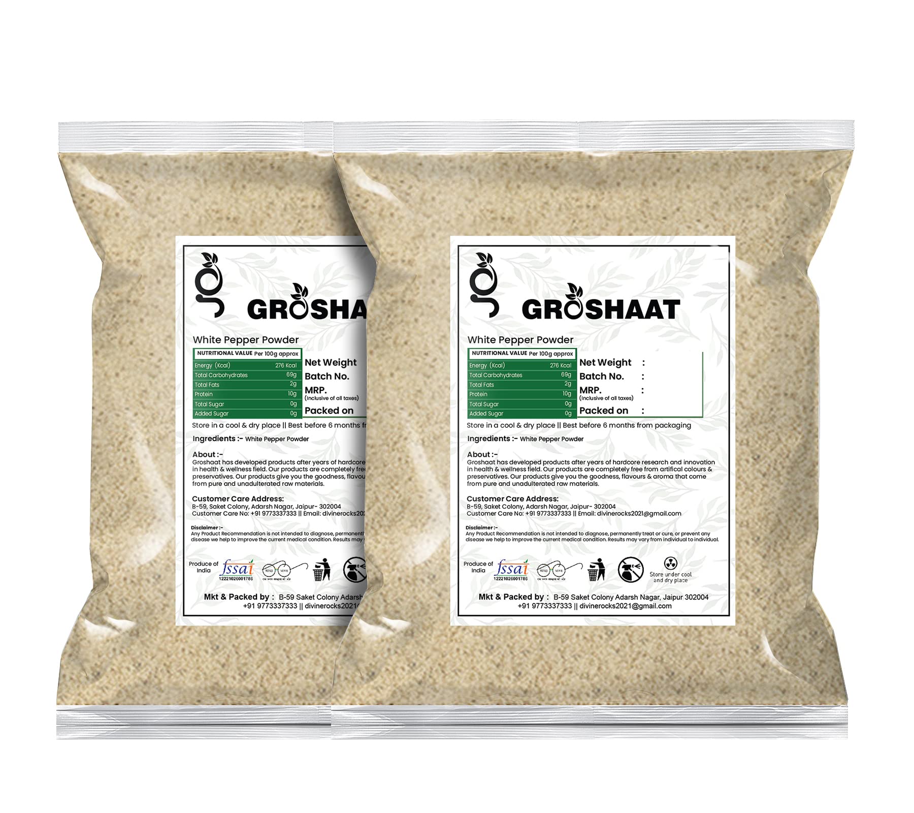 Groshaat Hand Beaten White Pepper Powder -200gm Each (Pack Of 2) 400Gm - Image 2 thumbnail
