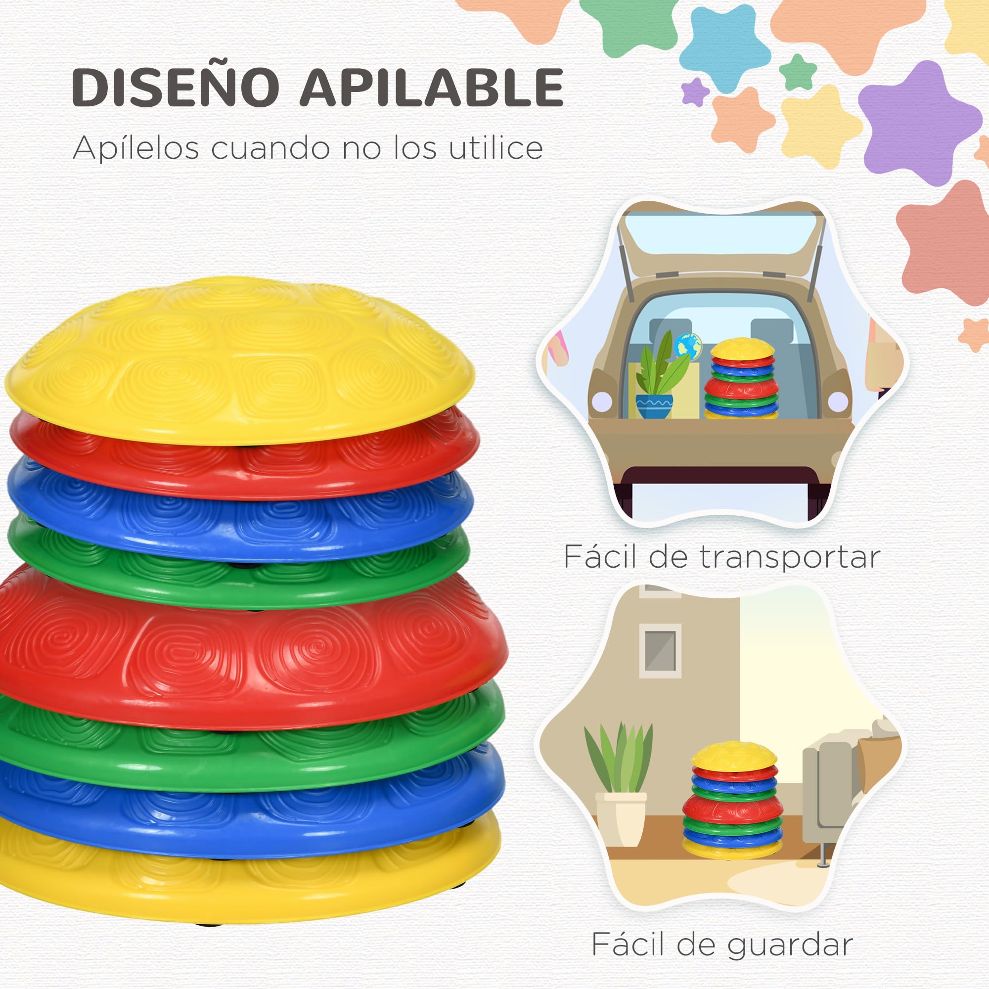 ZONEKIZ Piedras de Equilibrio para Niños de 3-8 Años Bloques de Equilibrio Apilables con Base Antideslizante para Entrenamiento de Equilibrio y Promover la Coordinación Multicolor