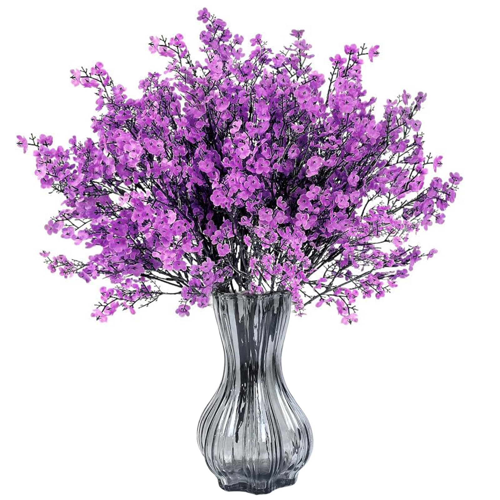 AMLUCKS Artificial Silk Flowers for Baby Gypsophila Real Touch for Vase Home Office Indoor Outdoor Garden Party Decorations (8, Purple)