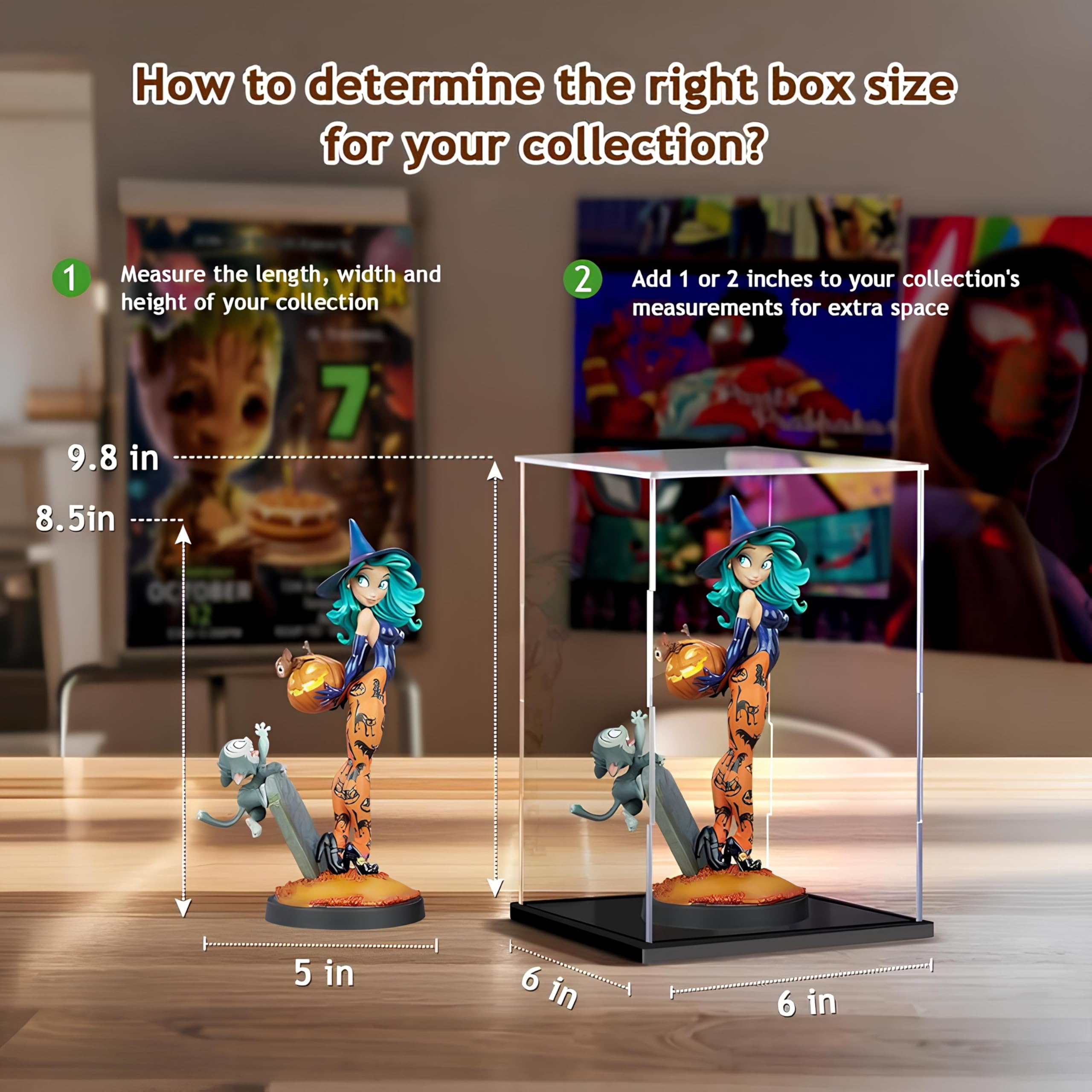 Acrylic Display Case Clear Display Storage Box Countertop Cube For Collectibles, Action Figures, Miniature Figurines Dustproof Protection Storage & Organizing (12x16x14in(LxWxH - View #8