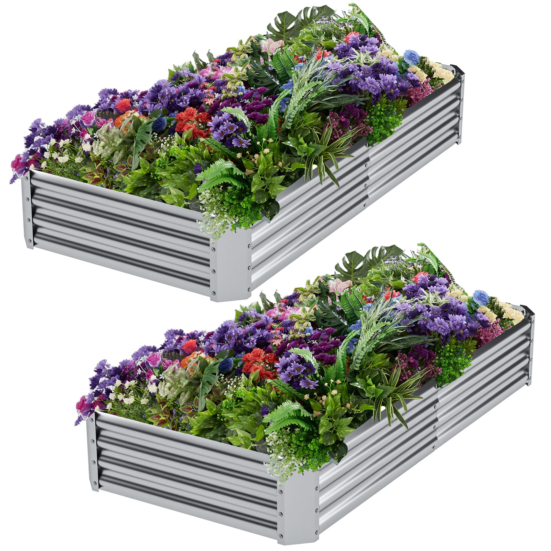 Galvanized Raised Garden Bed Kit Outdoor 2pack,Planter Raised Beds 6x3x1ft for Gardening,Metal Garden Bed Planter Box for Flowers,Fruits,Vegega Raised Garden Bed