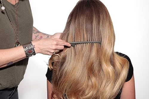 Miniatura 5 de Peine de rastrillo de dientes anchos de carbono con cola – desenredante apto para niños, rizo natural y peine de ondas de playa, estilizador de