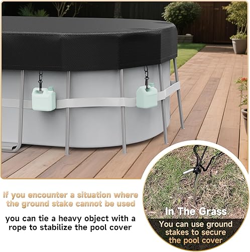 Miniatura 6 de LXKCKJ Cubierta rectangular de piscina de 7 x 10 pies con piscina sobre el suelo, protector solar ovalado para piscina, cubierta de piscina de