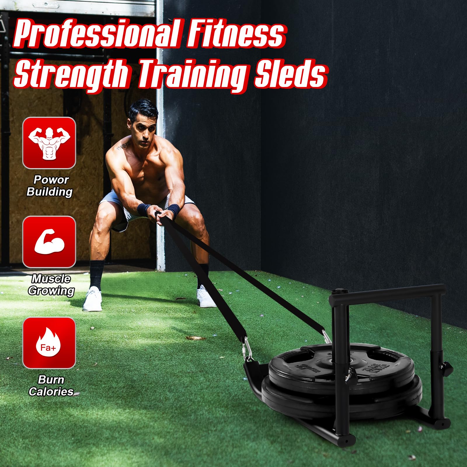 2 Inch Weight Plates GADFISH Weight Sled, Adjustable Height Handle Push Pull Sleds, Workout Sled Push Gym Equipment 2 Inch Weight Plates GADFISH Weight Sled, Adjustable Height Handle Push Pull Sleds, Workout Sled Push Gym Equipment