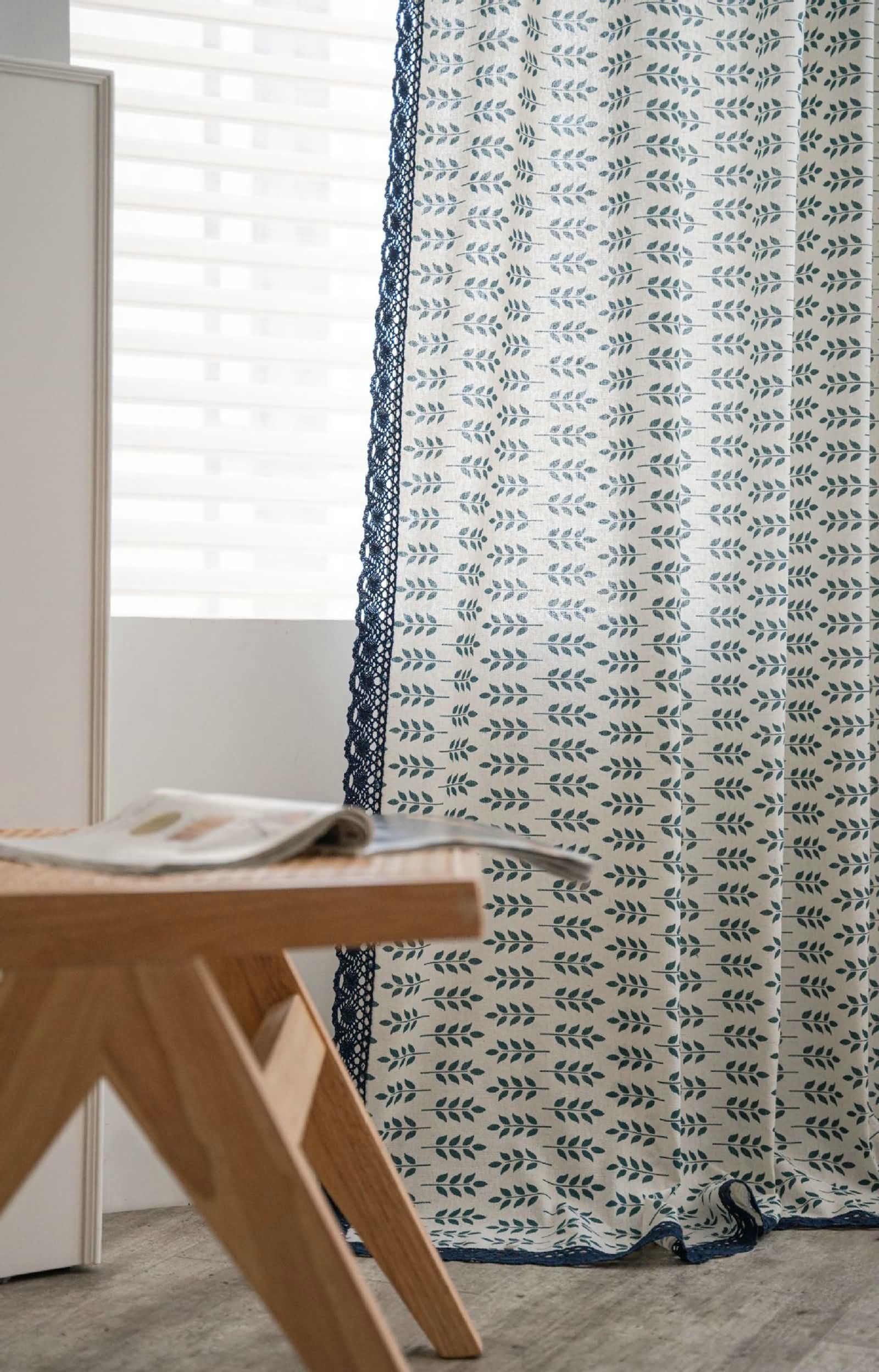 Set di 2 tende in poliestere blu e beige, 200 altezze, opache, per camera da letto, corte, oscuranti, 200 x 150 cm (altezza x larghezza x profondità)