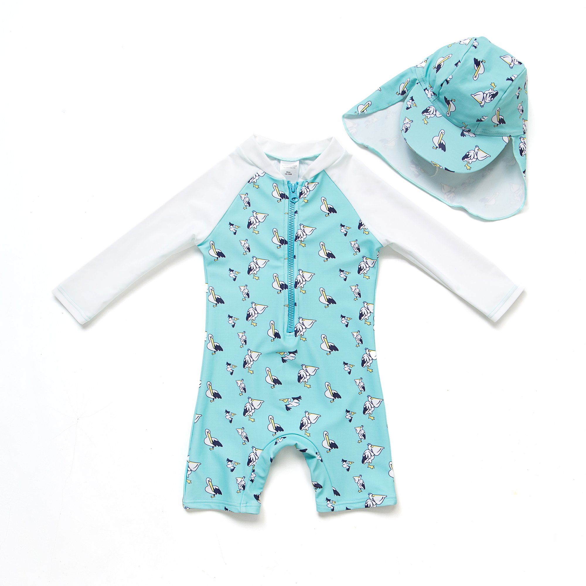 BONVERANO Traje de baño para bebé niño Trajes de baño de una Pieza de Manga Larga Protección UV 50+ Trajes de baño con Cremallera