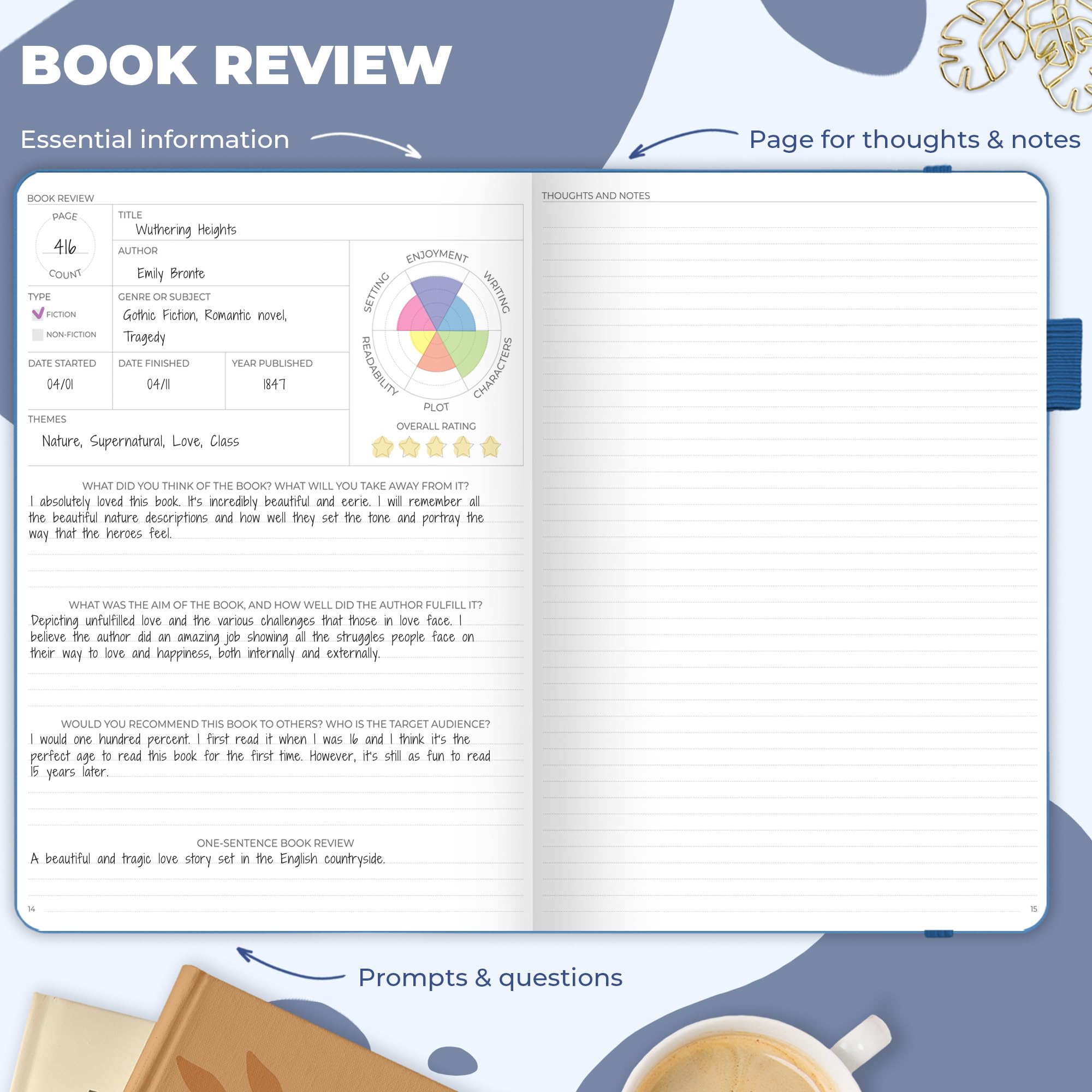 Clever Fox Reading Journal Large, Guided Book Review Log & Tracker, Gifts & Accessories for Reading Lover - Image 4