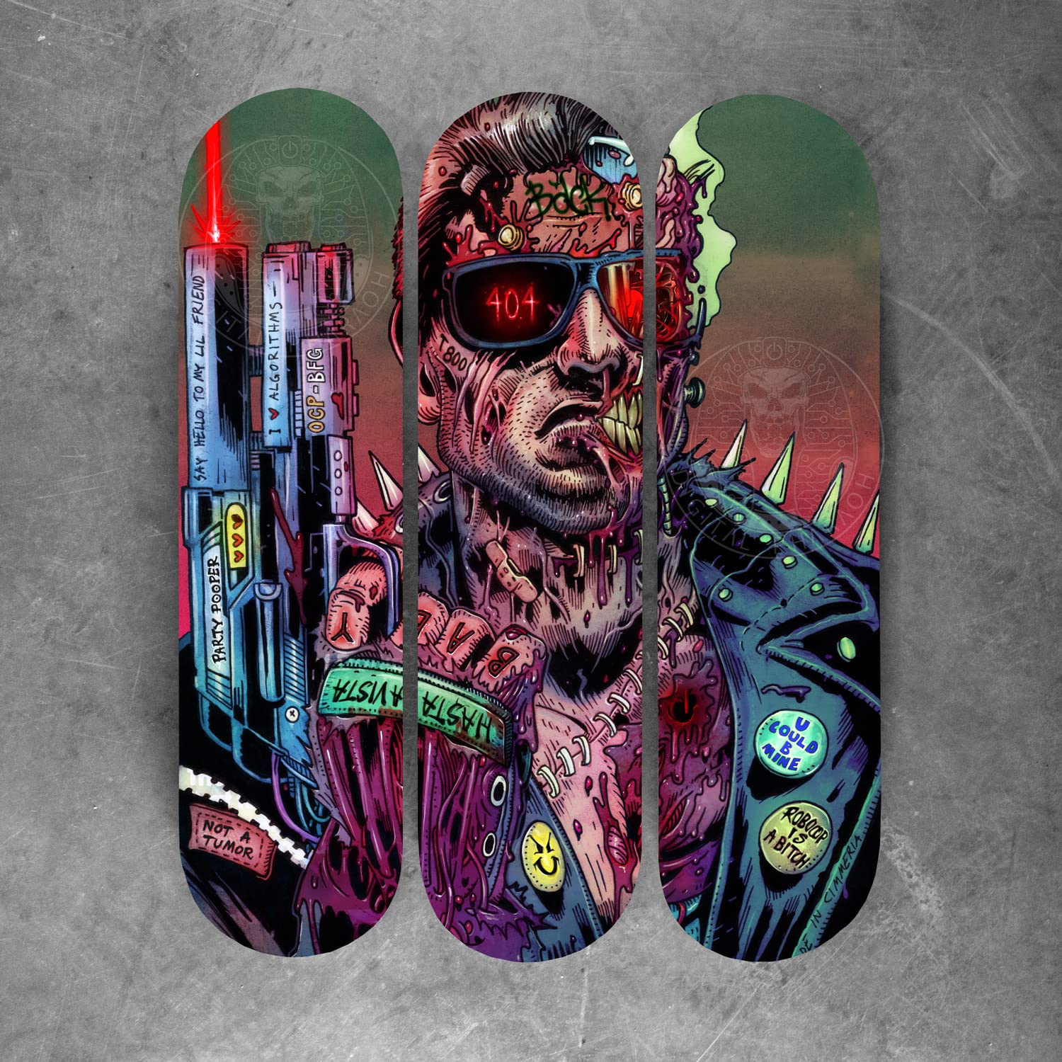 Digital Pharaoh Arnie Terminator Cybernosferatu Skate Board Wall Art Cyberdyne Systems