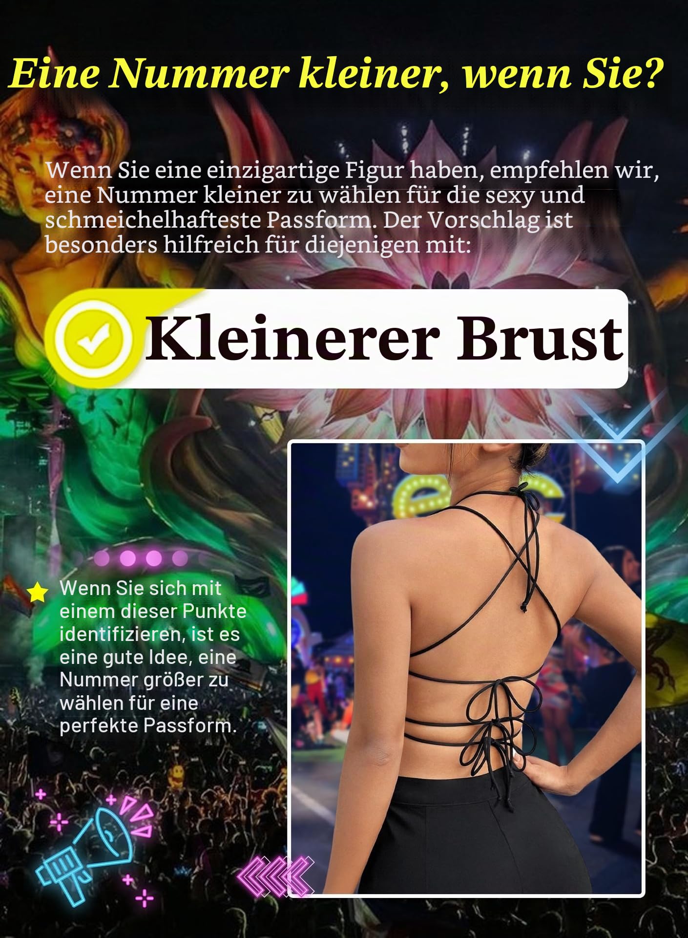 Rave Star Top Für Damen - Festival Outfit Sexy Spaghettiträger Rücken Verkreuzt Sport BH Taillenketten Nightclub Body Chain Frauen Weste Verschiedene Tragemethoden Crop Tops