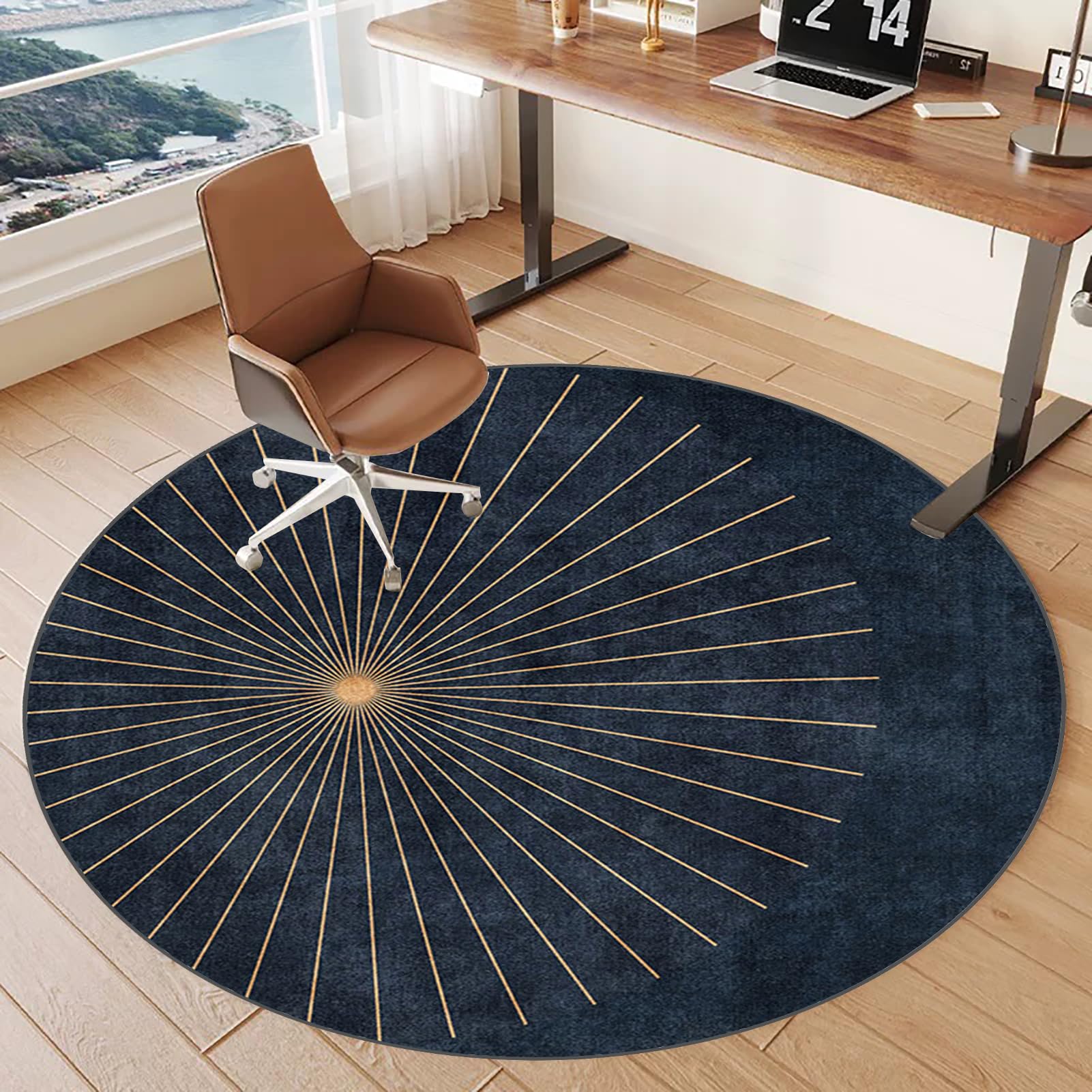 Ronde Tapis Protection de Sol, Tapis Chaise de Bureau, Tapis Gaming Sol pour Sols durs, Antidérapant Protège Sol sous Chaise pour stratifié, parquet, carrelage, Tapis pour Fauteuil 100 cm