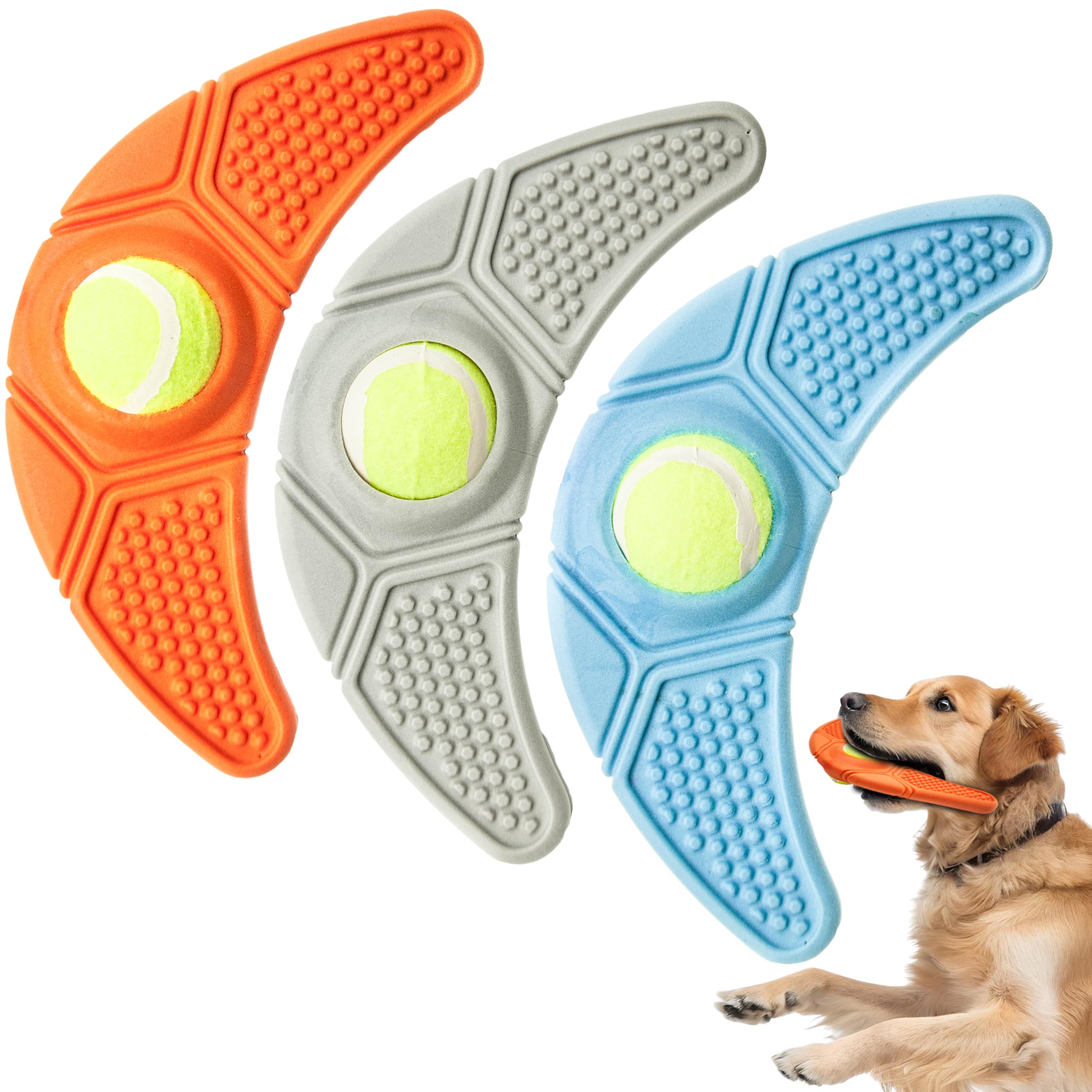 Petopedia 1x Outdoor Dog Toys with Tennis Balls for Dogs – Floating, Chew, Interactive Tossing Toy for Outside, Pool, Fetch Game – Made with Rubber (Assorted (Pack of 1))