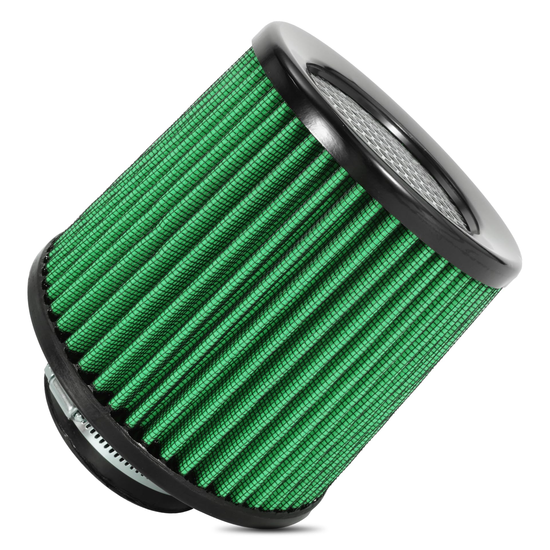 Cold Air Intake Filter High Performance Washable Filter Clamp-On Replacement Air Filter Flange Diameter 3inch/76mm Green
