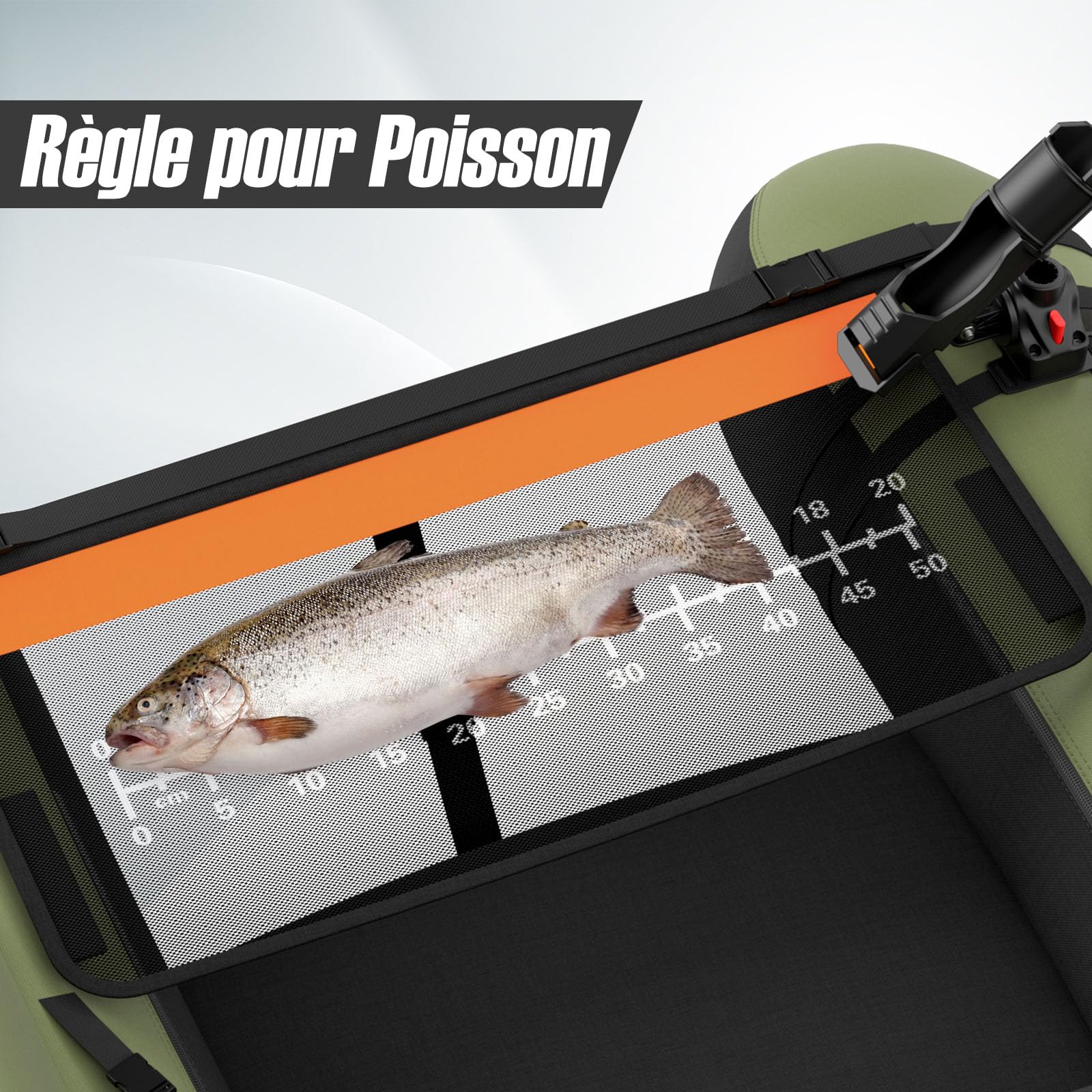 GYMAX Bateau Pêche Gonflable Portable, avec Pagaie, Règle à Poisson, Porte-Canne, Palmes, Pompe, Poches de Rangement, Tansport Pratique avec Bandoulières