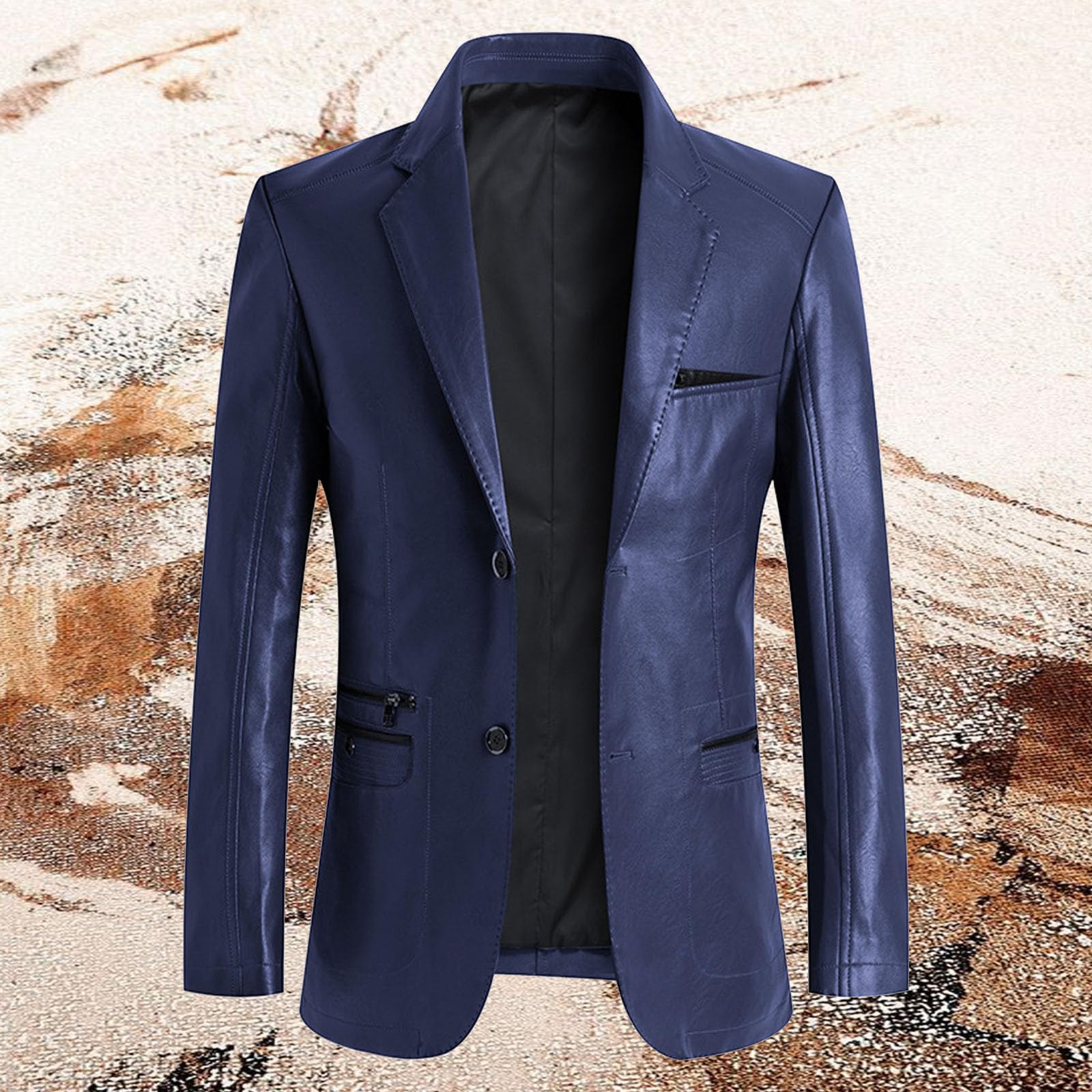 Blazer Hombre Chaqueta Americana Cuero Casual Elegante De Traje Diseño Piel Moderna Ajuste Cómodo Estilo Moda Para Fiesta Negocios