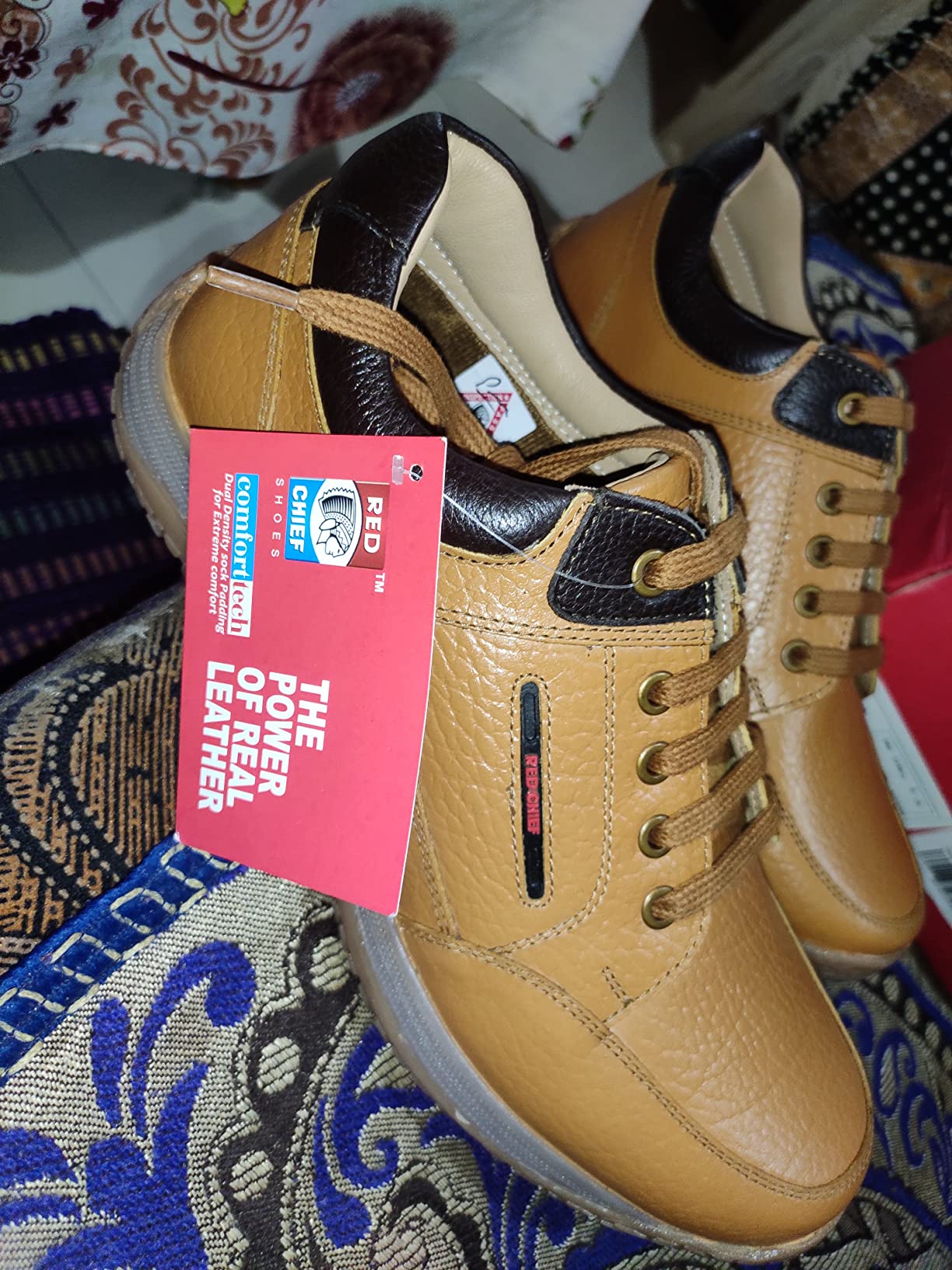 Red Chief Rust Leather Casual Oxford Shoes for Men