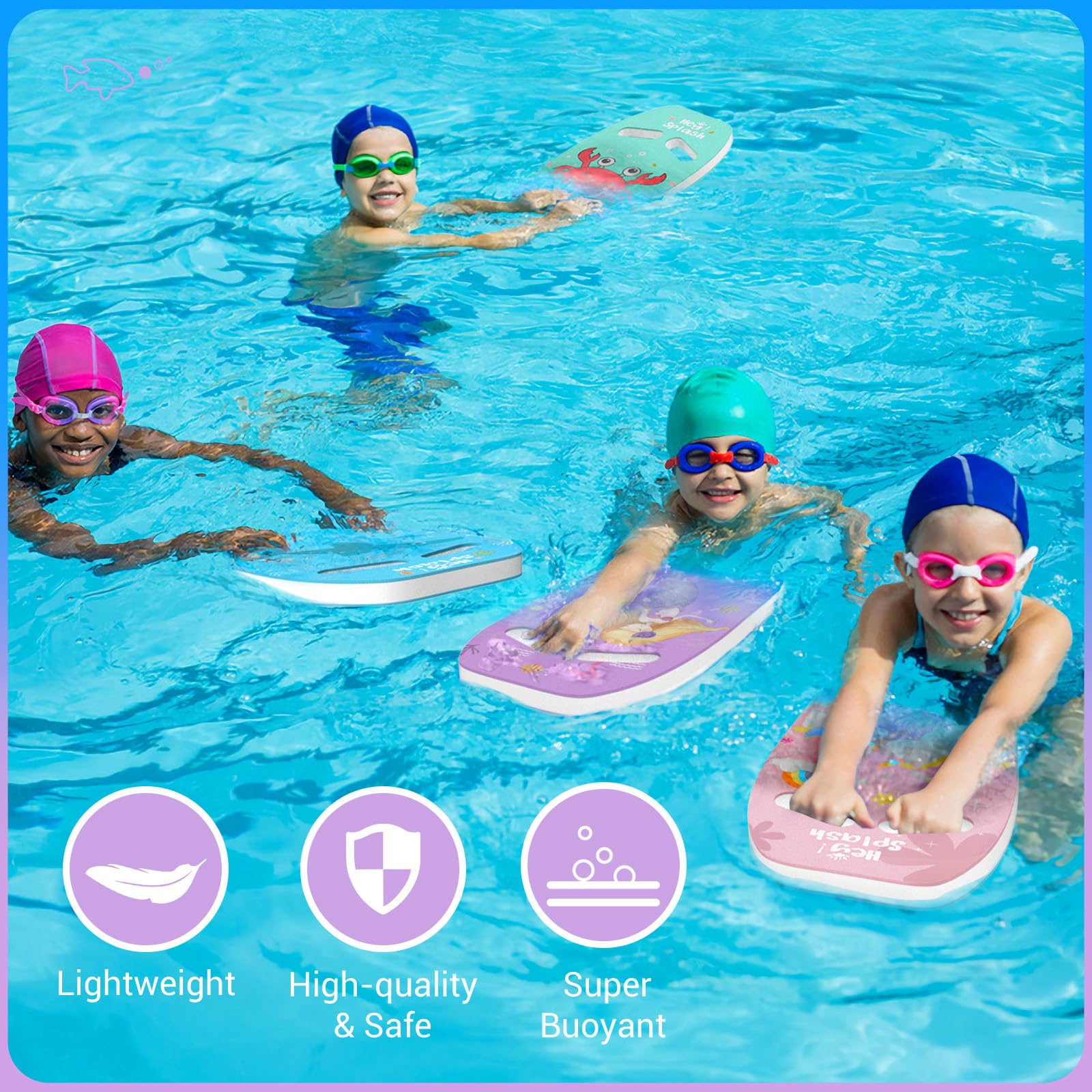 HeySplash Schwimmbrett für Kinder Erwachsene, Schwimmhilfe Schwimmen Kickboard mit Griffen, Schwimmbretter Schwimmnudel Kinder ab 3-6 Schwimmboard Schwimmtraining Schwimmen Lernen Schwimmstils